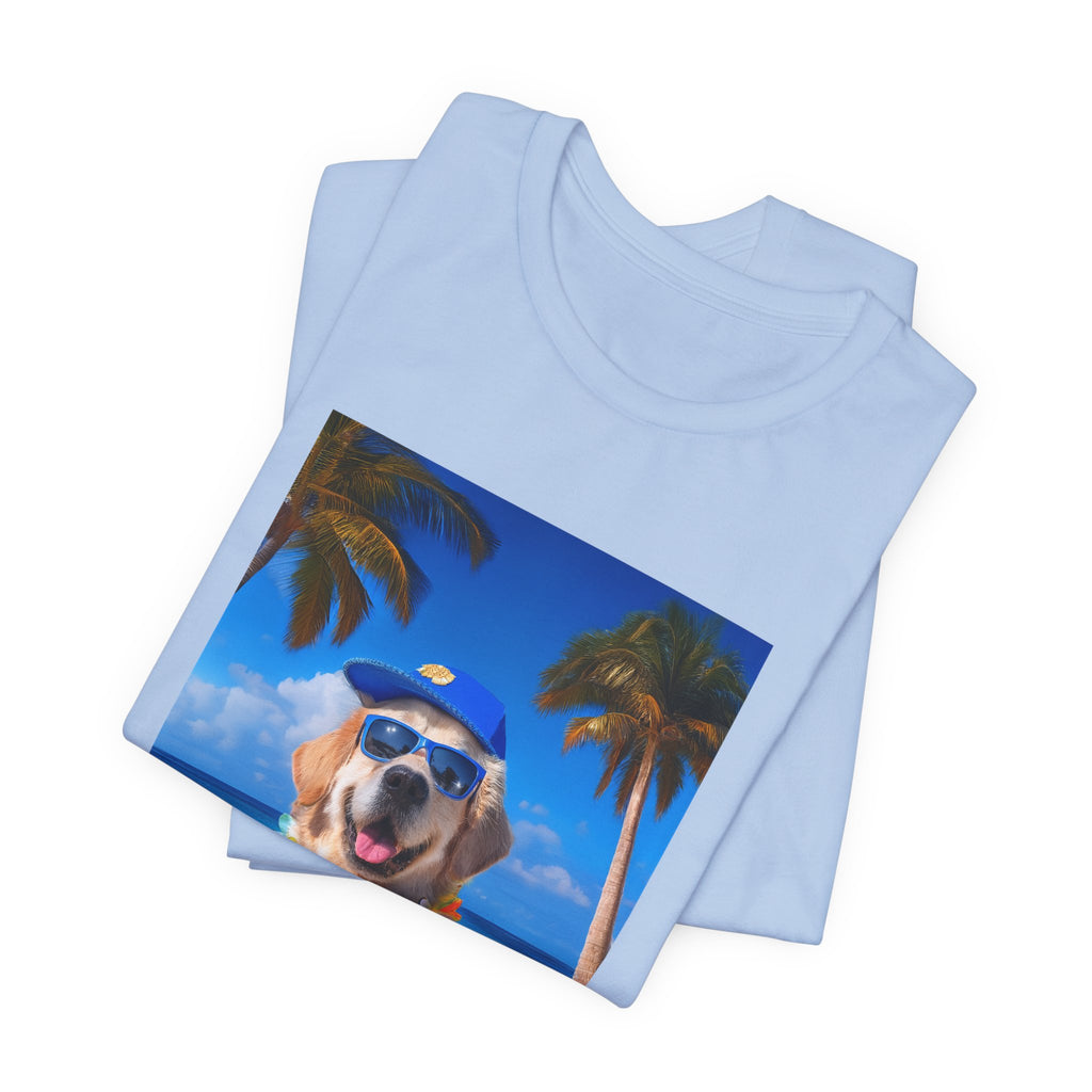 Beach Please Dog in Blue Hat T-Shirt