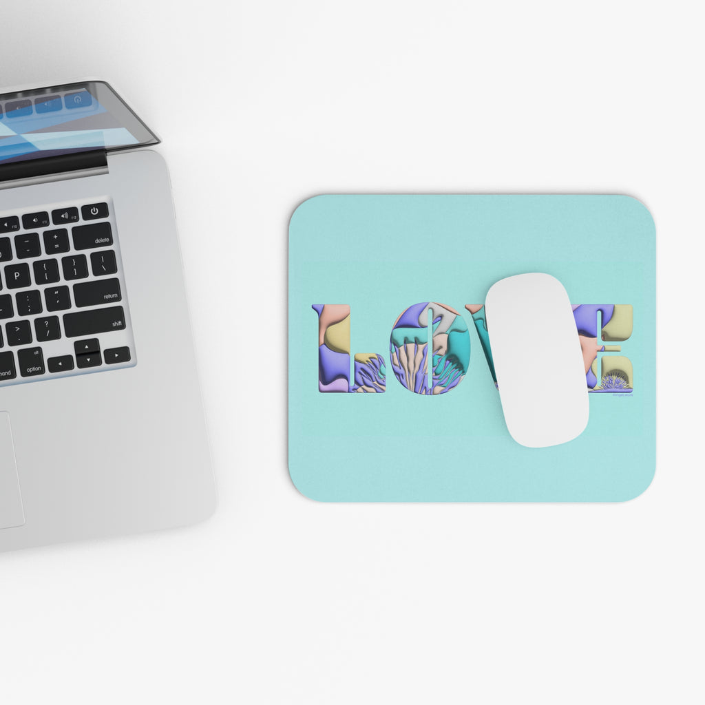 LOVE Colorful Modern 3D Typography Mouse Pad (Rectangle)