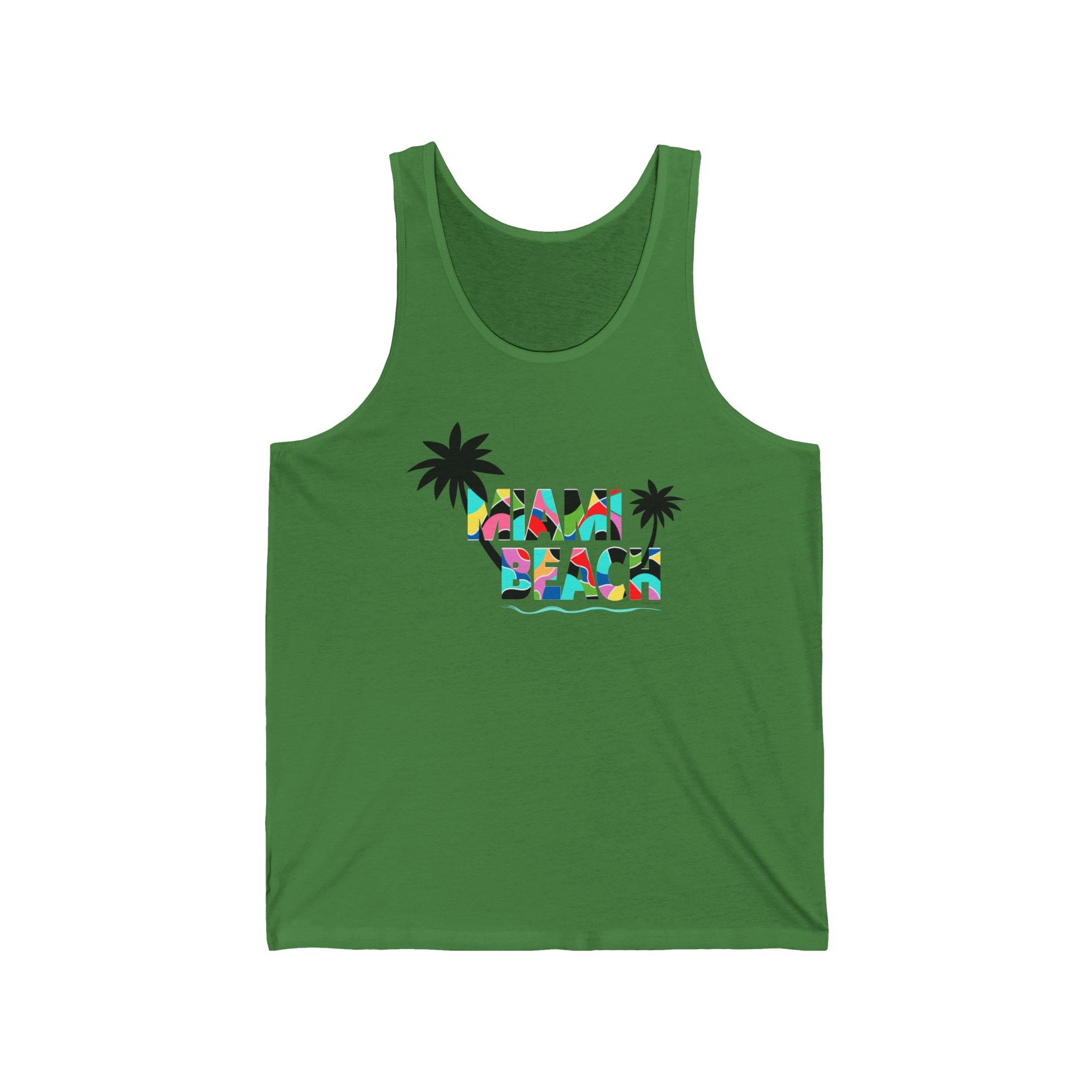 MIAMI BEACH Color Block Graphic Unisex Jersey Tank