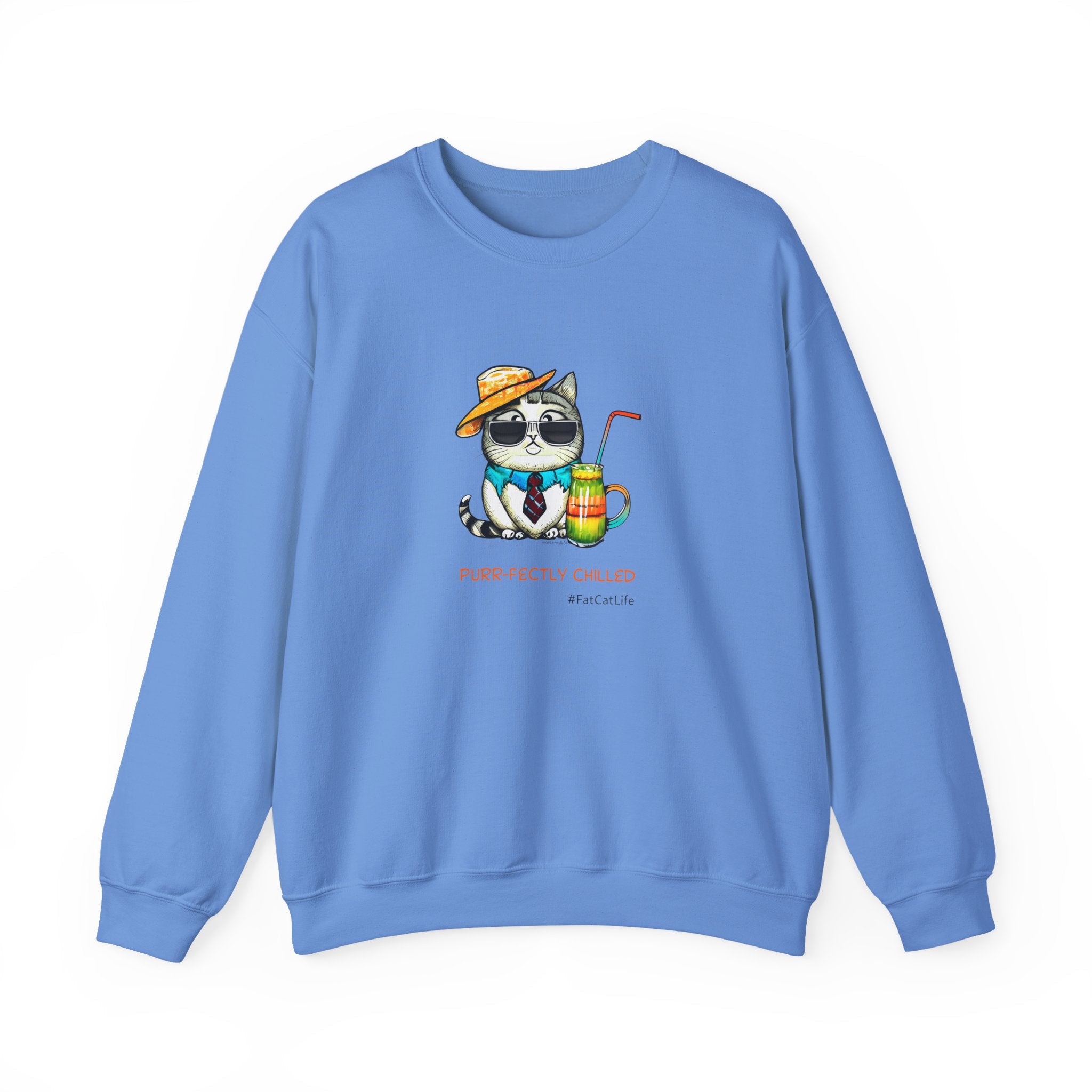 Fun Purr-fectly Chilled Cat Graphic Unisex Heavy Blend™ Crewneck Sweatshirt