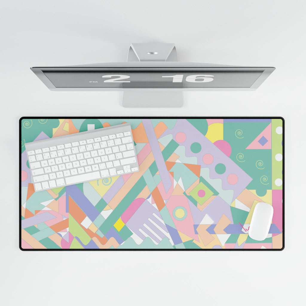 Pastel Geometric Abstract Pattern Large Desk Mat