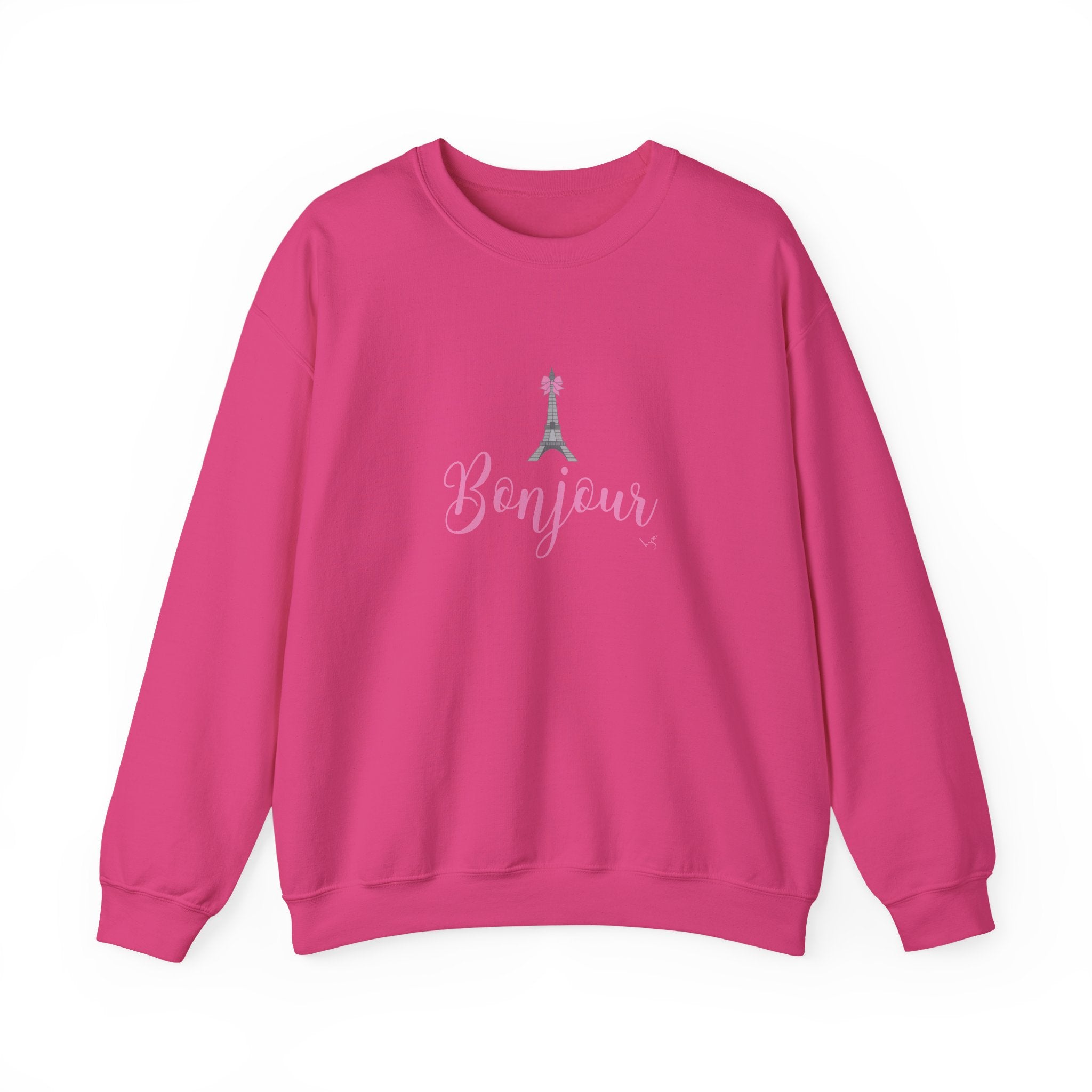 Bonjour Paris Eiffel Tower Graphic Sweatshirt - Unisex Heavy Blend™ Crewneck Sweatshirt