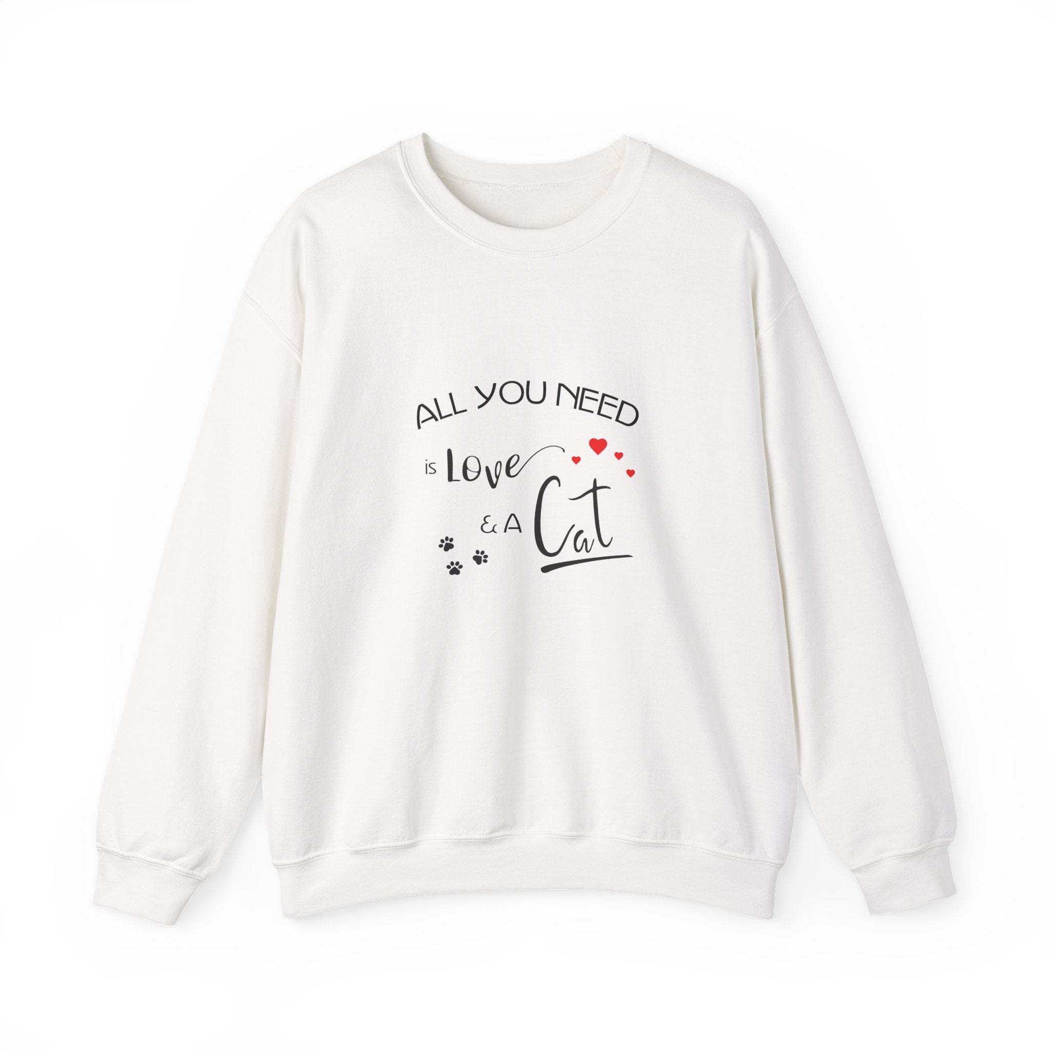 All You Need Is Love and a Cat Graphic Sweatshirt - Unisex Heavy Blend™ Crewneck Sweatshirt