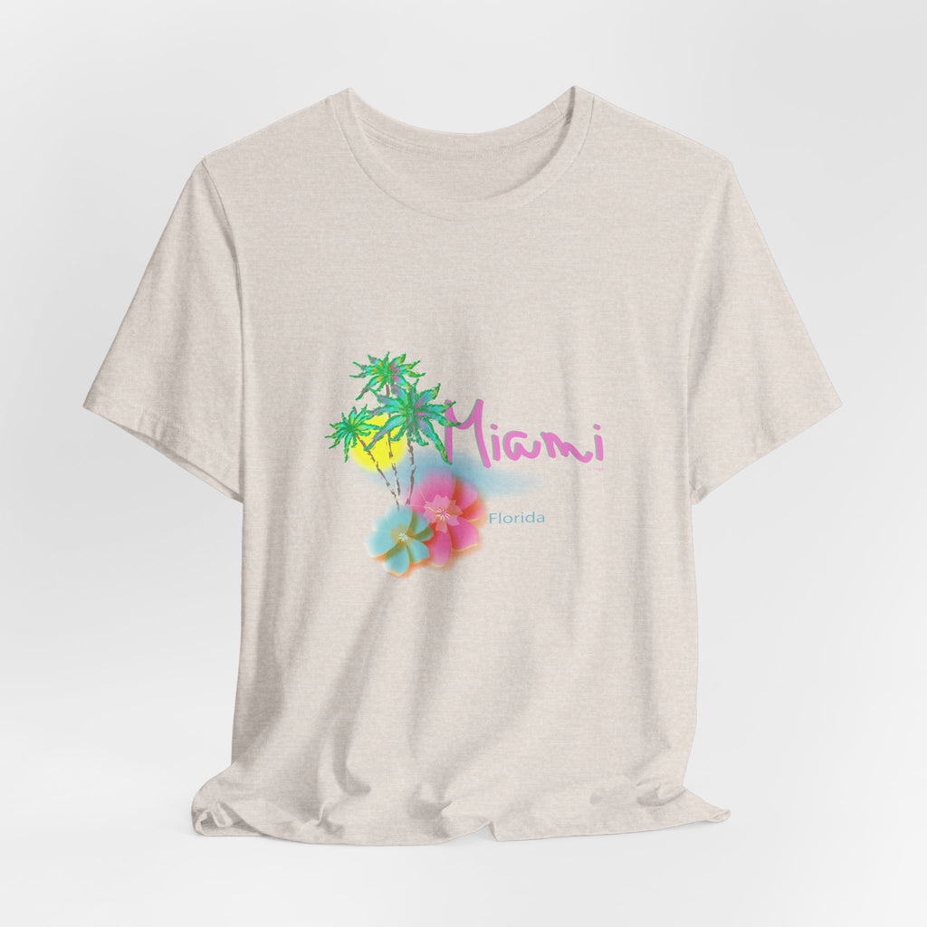 MIAMI, Florida Palm Sunset Graphic Unisex Jersey Short Sleeve Tee