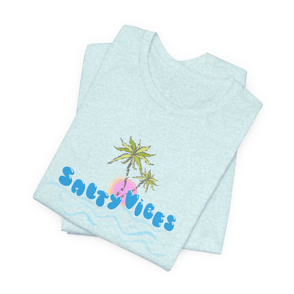 Salty Vibes Palm Trees Beach Graphic Unisex Short Sleeve Tee