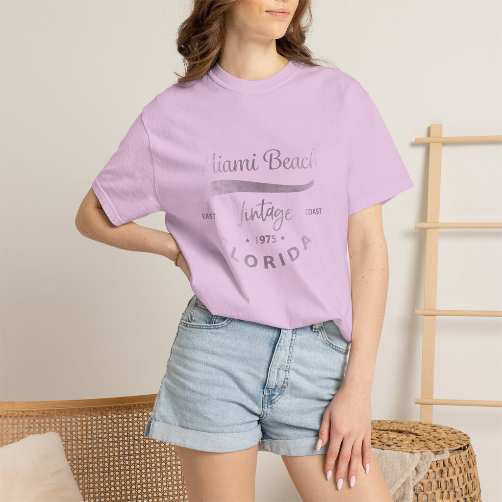 Miami Beach Florida Vintage Graphic Unisex Garment-Dyed T-shirt