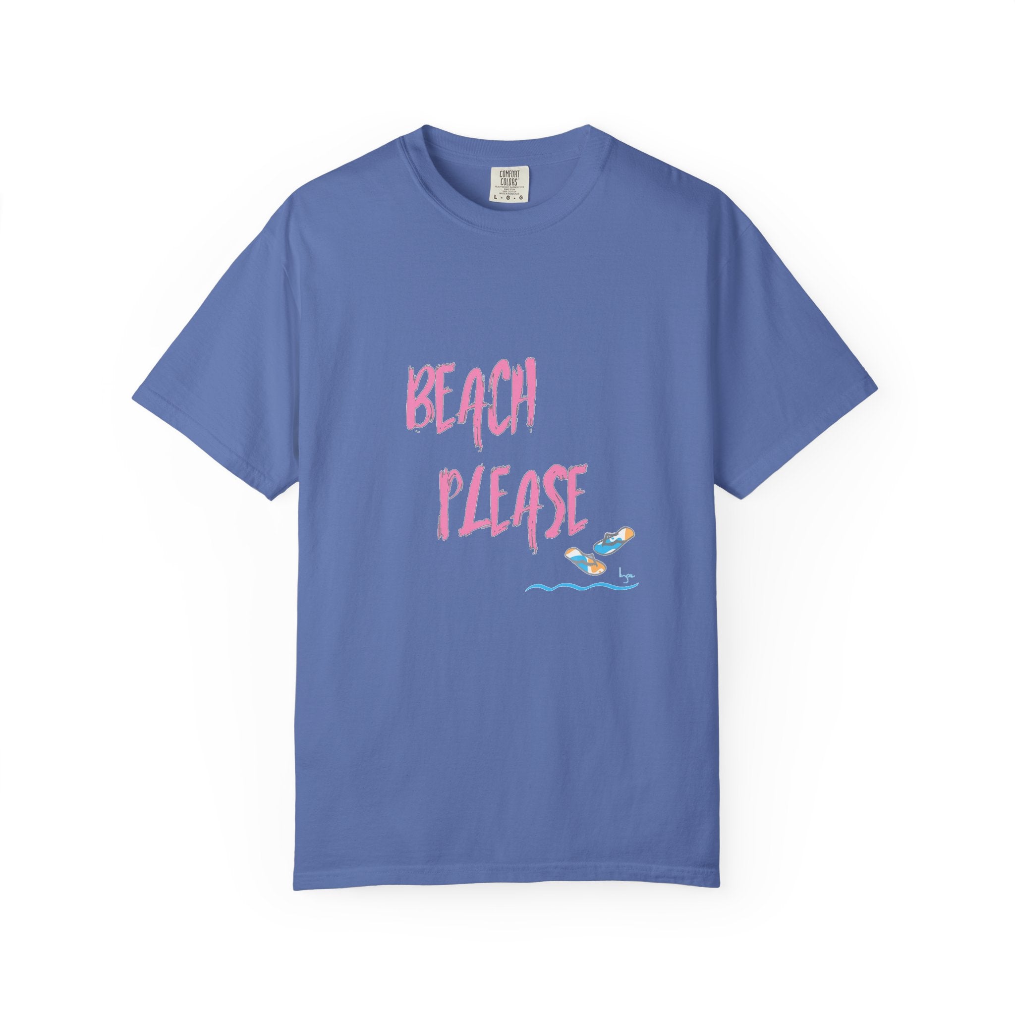 BEACH PLEASE Graphic Unisex Garment-Dyed T-shirt
