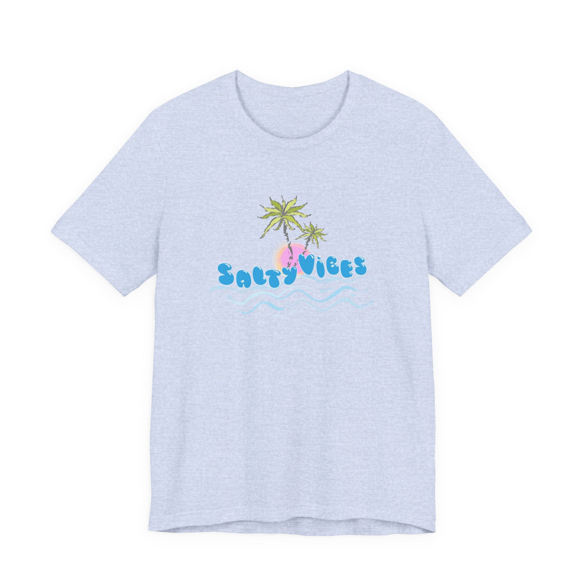Salty Vibes Palm Trees Beach Graphic Unisex Short Sleeve Tee