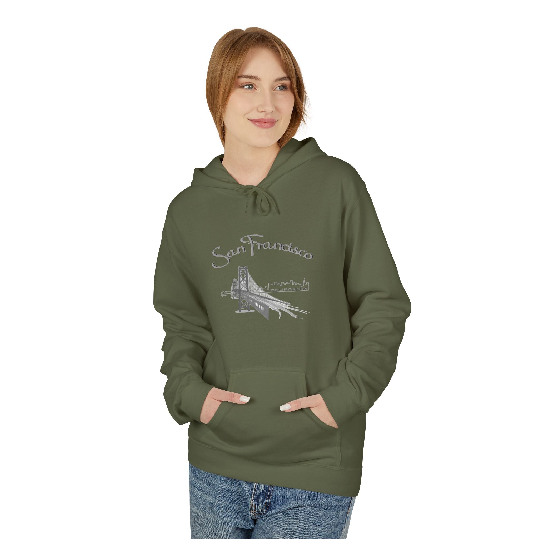 San Francisco Golden Gate Sketch Hoodie — Minimal City Skyline Travel Sweatshirt