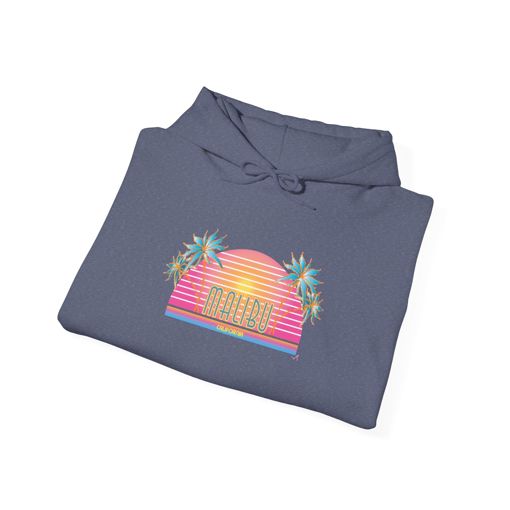 Retro Malibu Sunset Hoodie — Palm Tree Tropical Graphic
