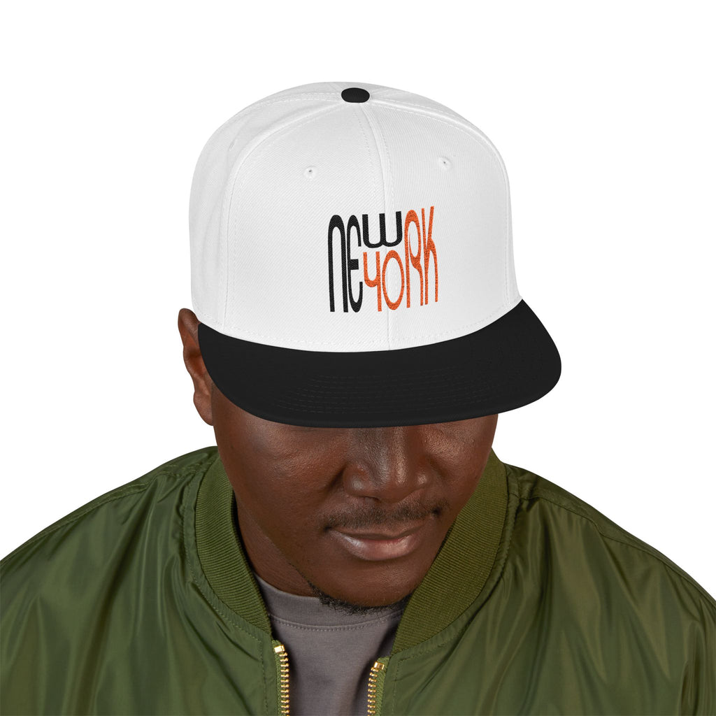 New York Black Red Lettering Unisex Snapback Cap (Embroidery)