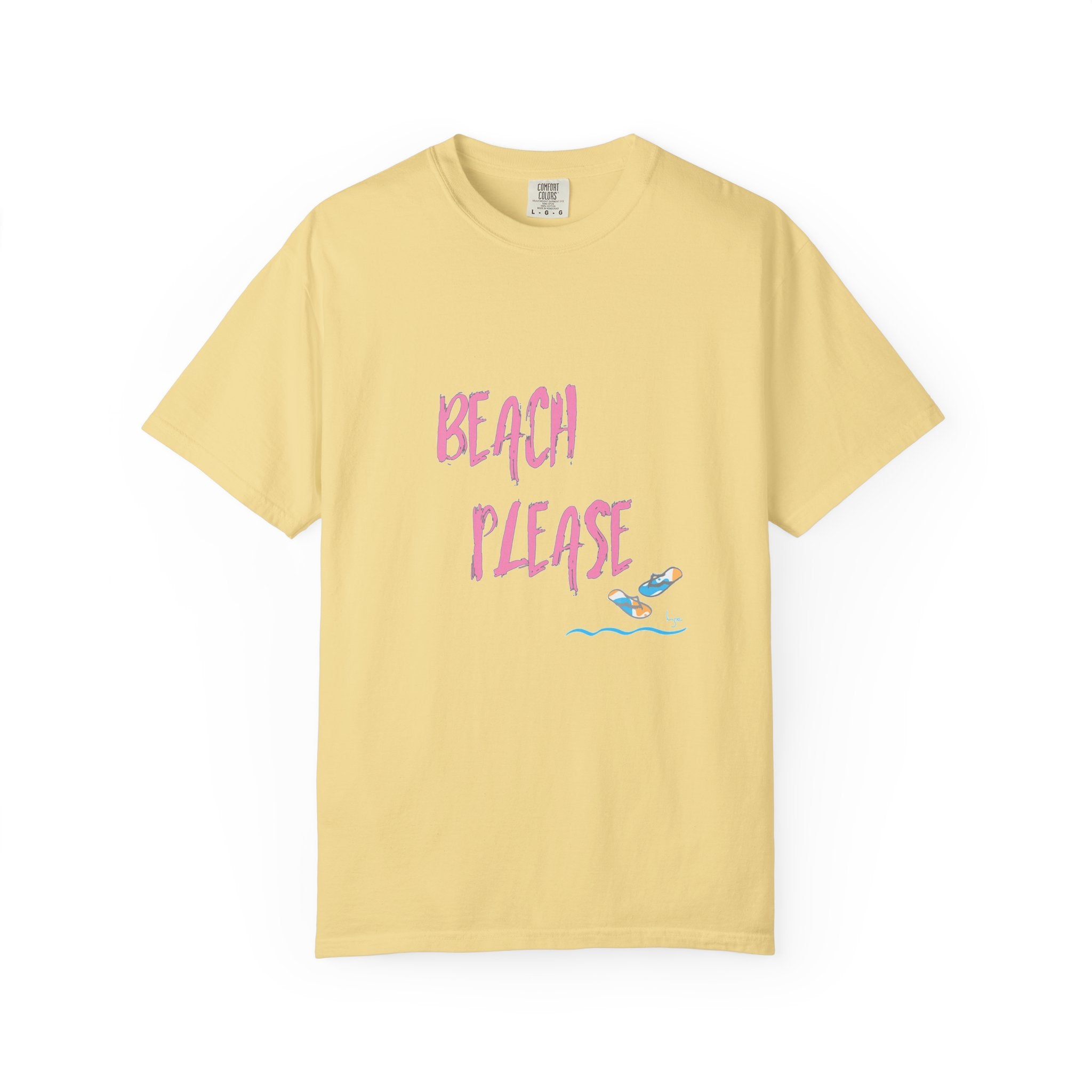 BEACH PLEASE Graphic Unisex Garment-Dyed T-shirt