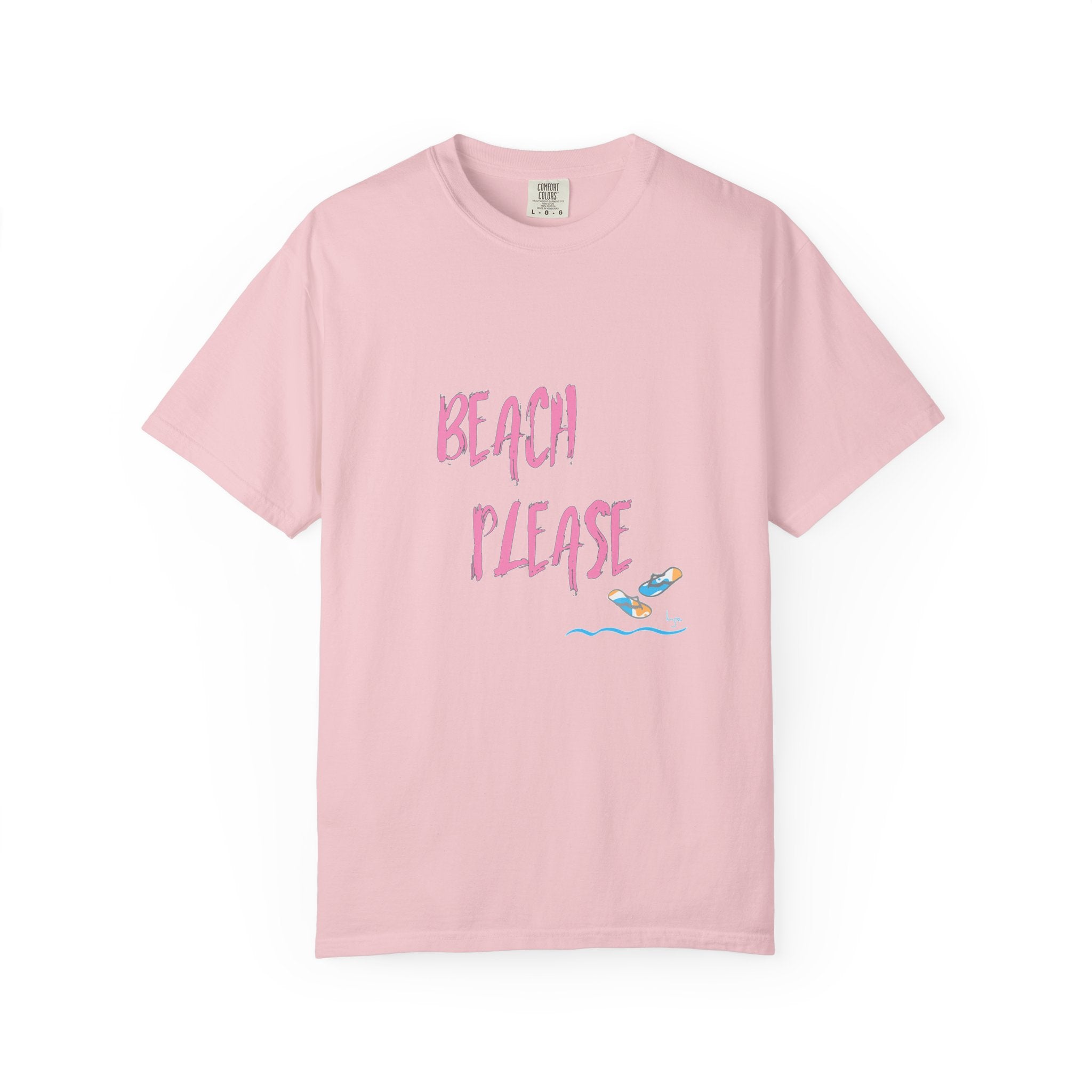 BEACH PLEASE Graphic Unisex Garment-Dyed T-shirt