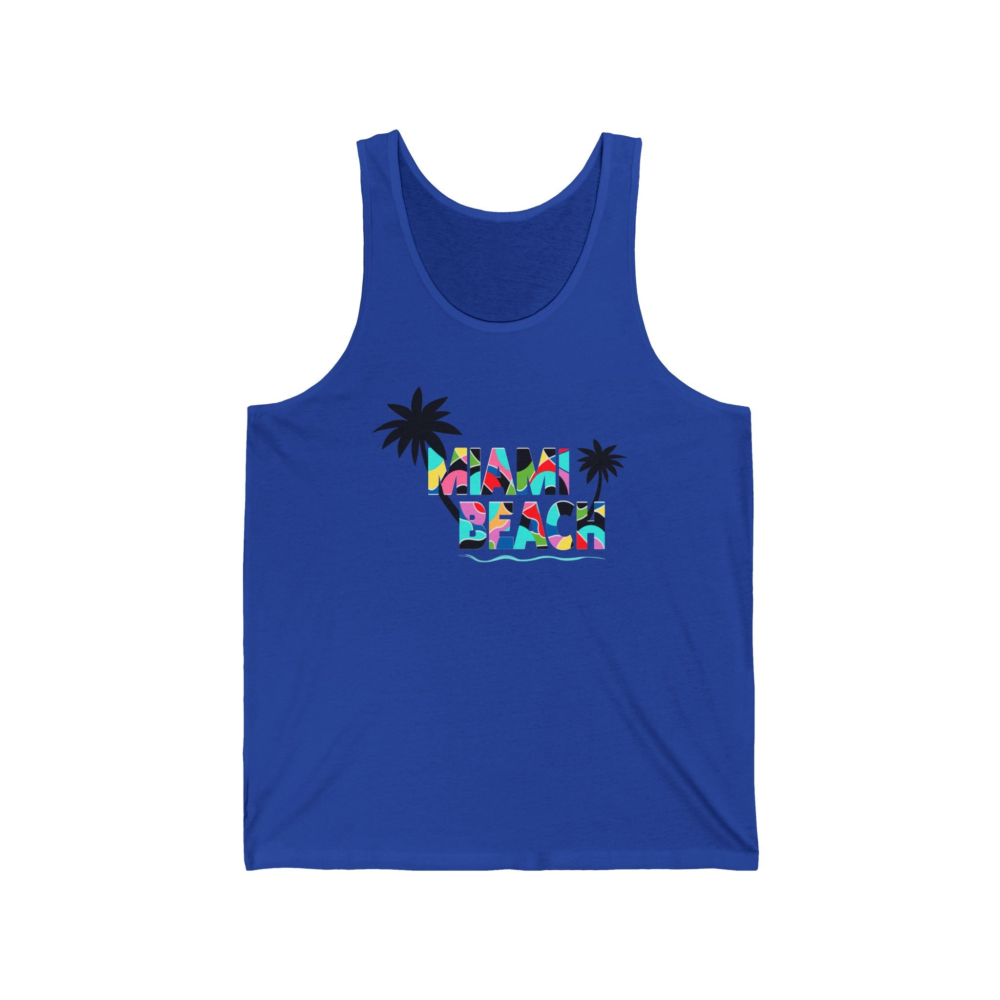 MIAMI BEACH Color Block Graphic Unisex Jersey Tank
