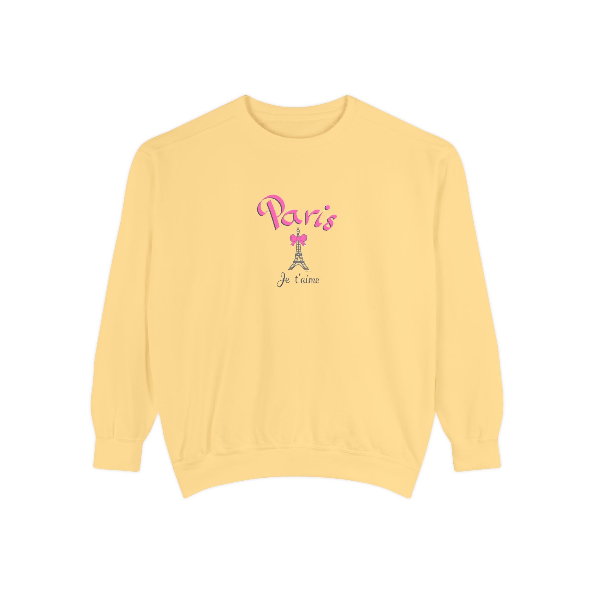 Paris Je T’aime Eiffel Tower Graphic Sweatshirt - Unisex Garment-Dyed Sweatshirt