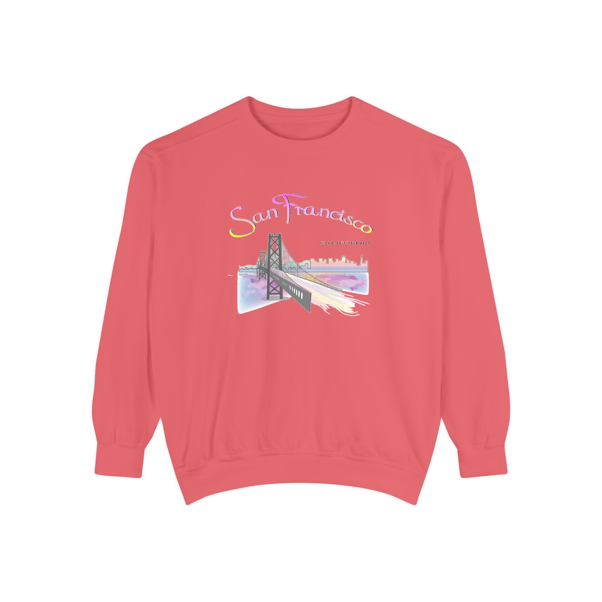 San Francisco Rainbow Bridge Graphic Sweatshirt - Unisex Garment-Dyed Sweatshirt
