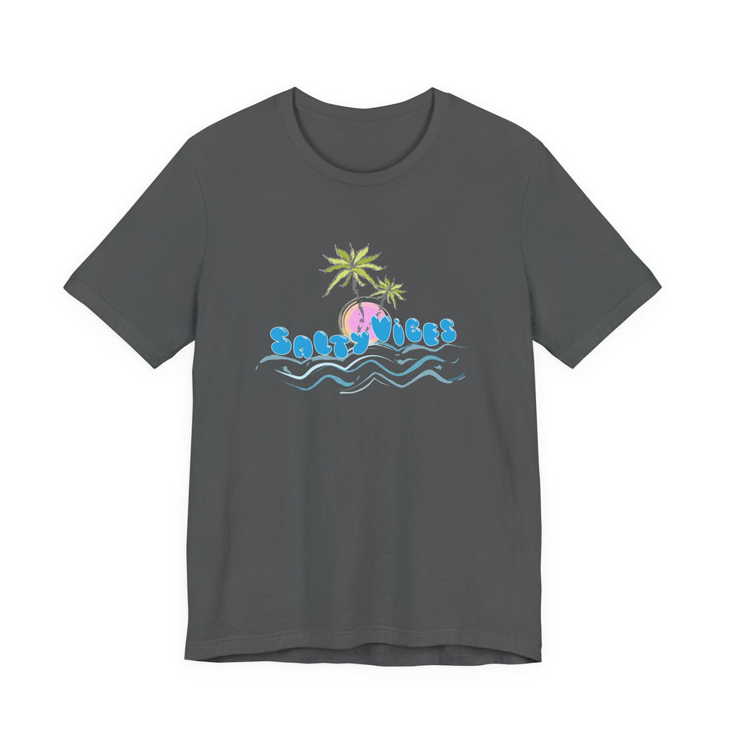 Salty Vibes Palm Trees Beach Graphic Unisex Short Sleeve Tee