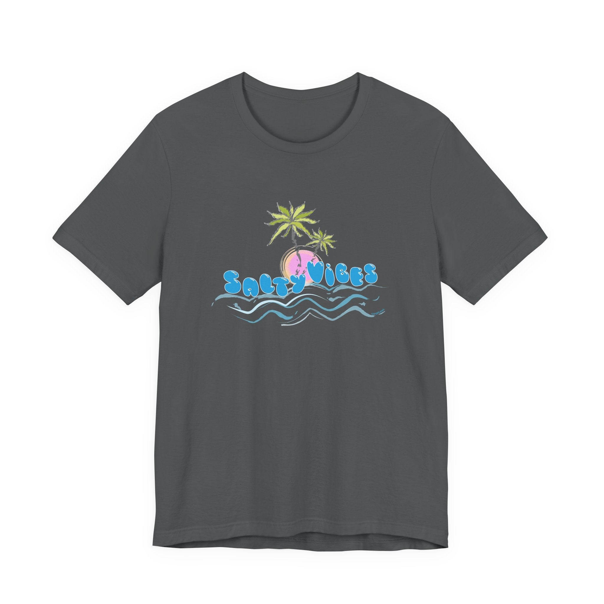 Salty Vibes Palm Trees Beach Graphic Unisex Short Sleeve Tee