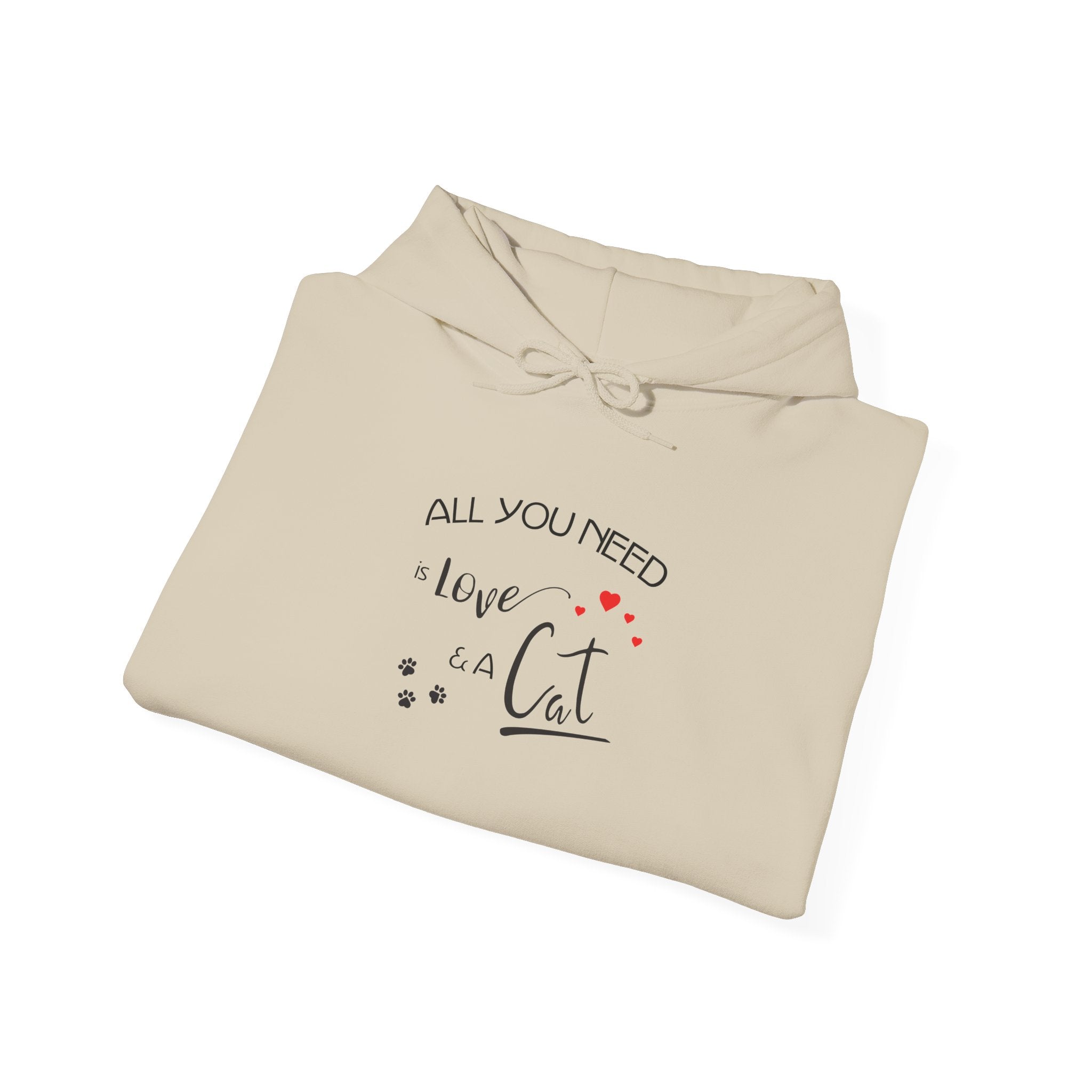 All You Need Is Love and a Cat Graphic Hoodie - Unisex Heavy Blend™ Hooded Sweatshirt