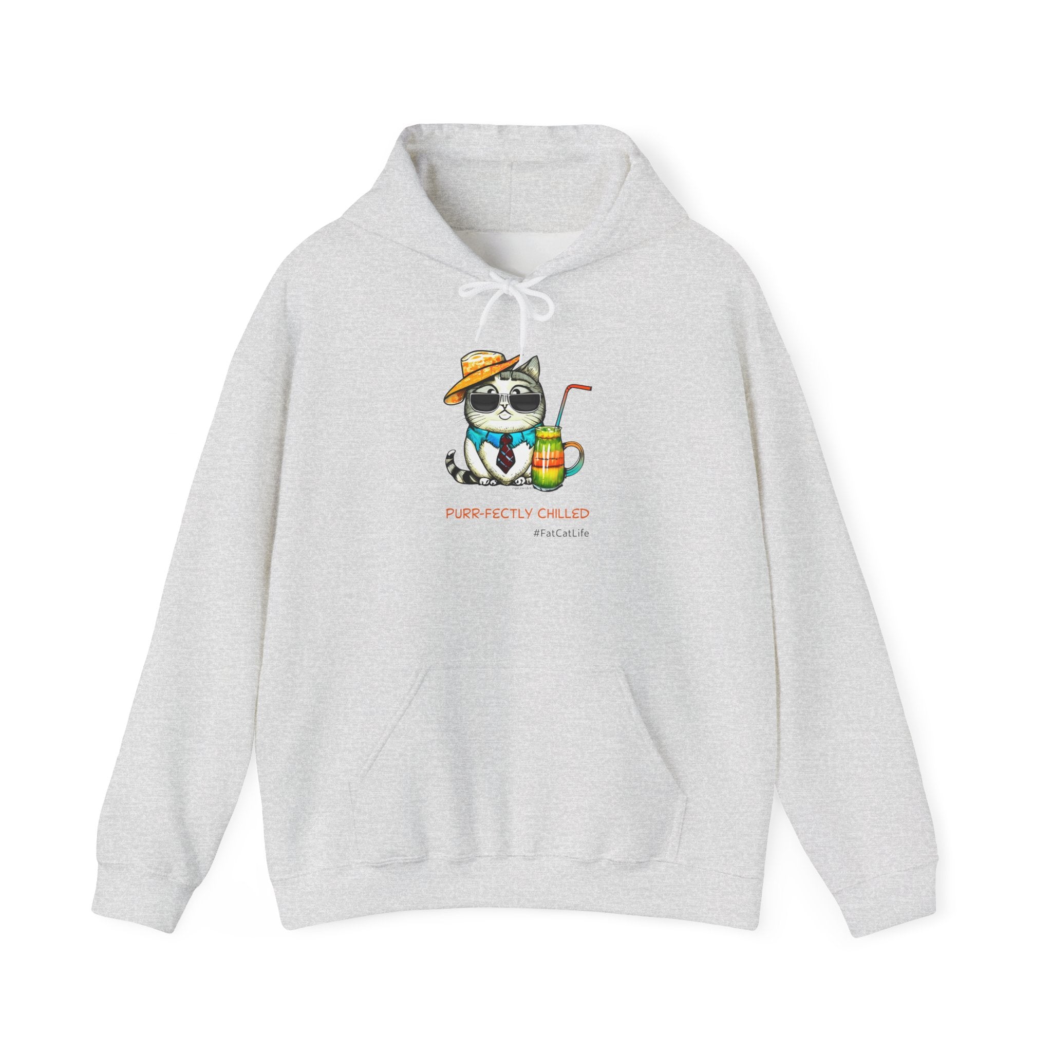 Purr-fectly Chilled Cat Graphic Hoodie Unisex Heavy Blend™ Hooded Sweatshirt