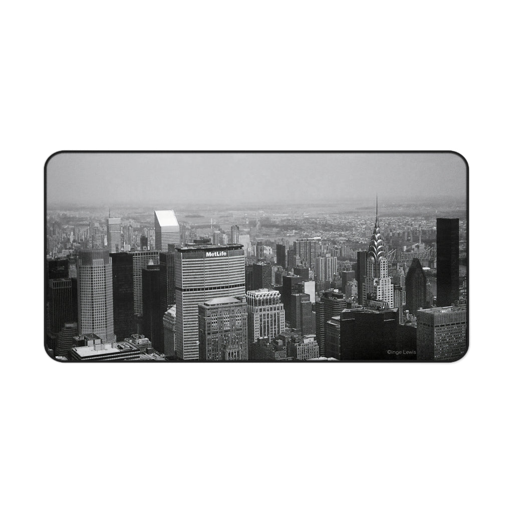New York Manhattan Black and White Skyline Large Desk Mat