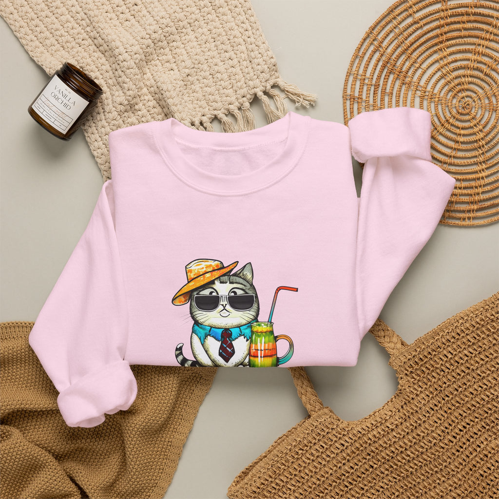 Fun Purr-fectly Chilled Cat Graphic Unisex Heavy Blend™ Crewneck Sweatshirt