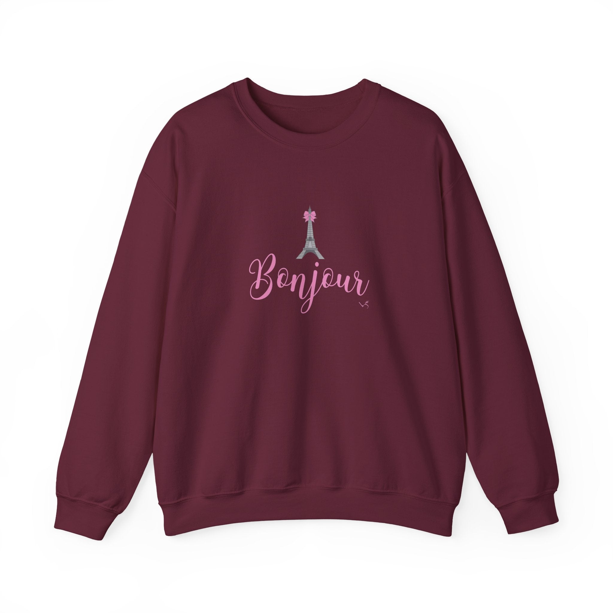 Bonjour Paris Eiffel Tower Graphic Sweatshirt - Unisex Heavy Blend™ Crewneck Sweatshirt