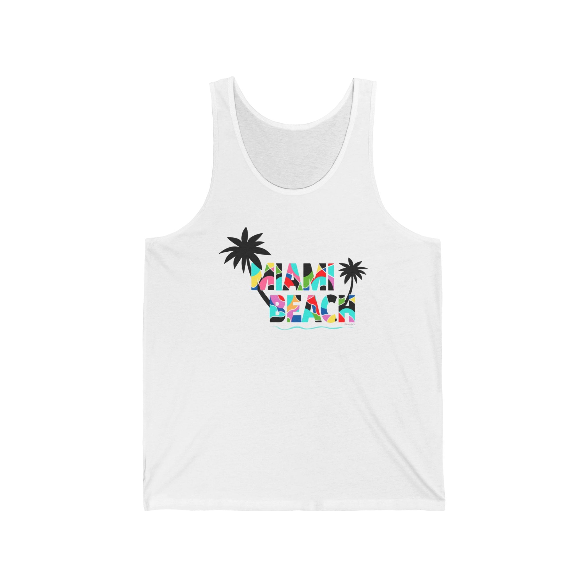 MIAMI BEACH Color Block Graphic Unisex Jersey Tank