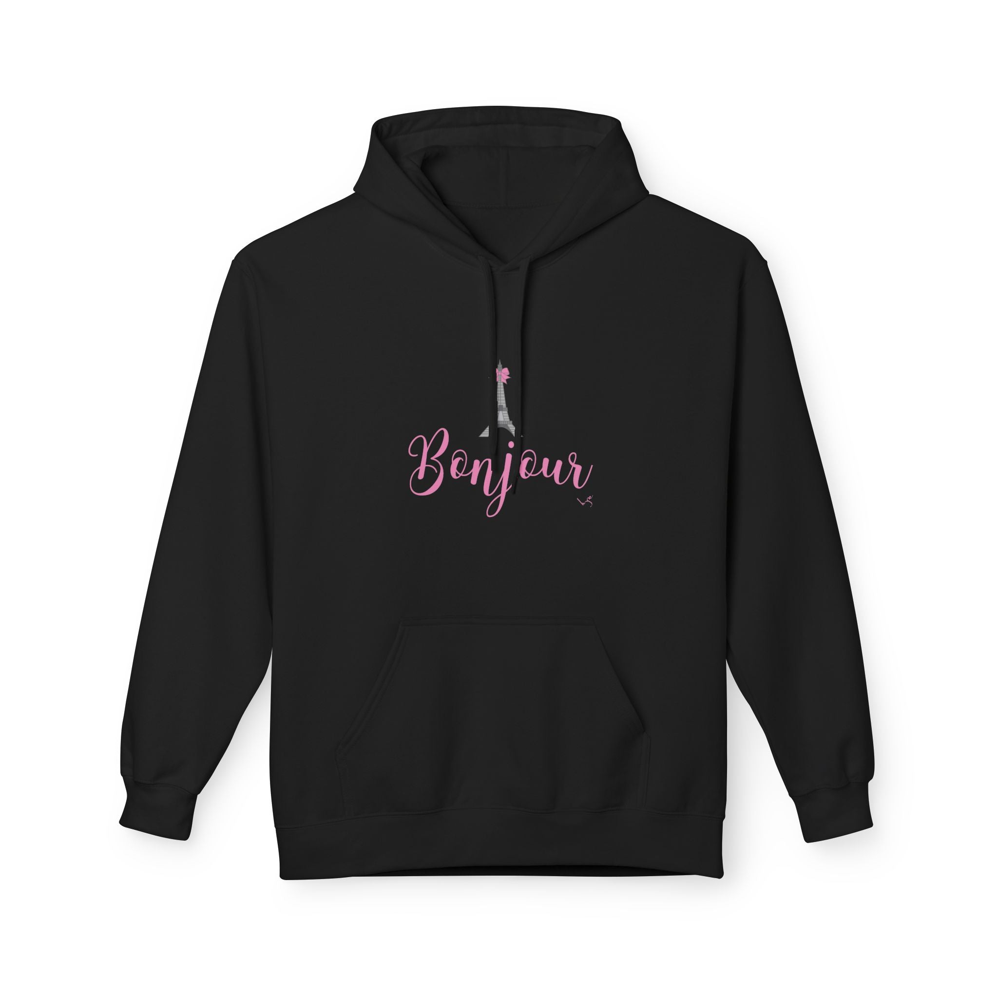 Bonjour Paris Eiffel Tower Graphic Hoodie - Unisex Midweight Softstyle Fleece Hoodie