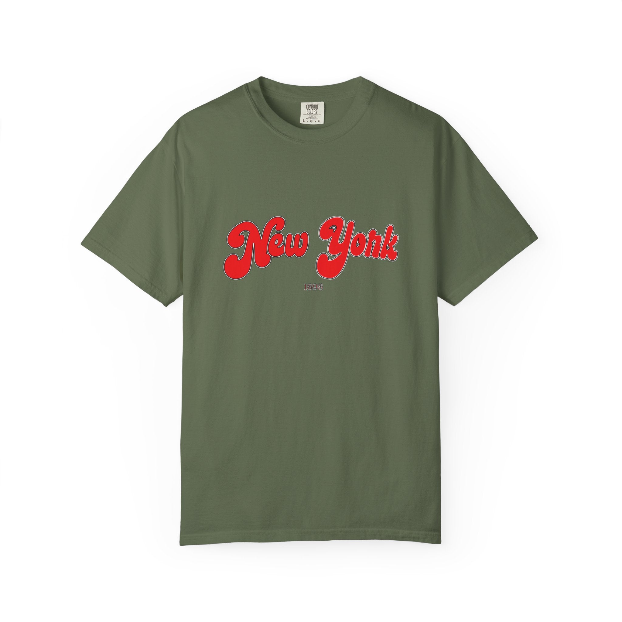 New York 1898 Black Red Lettering Graphic Tee