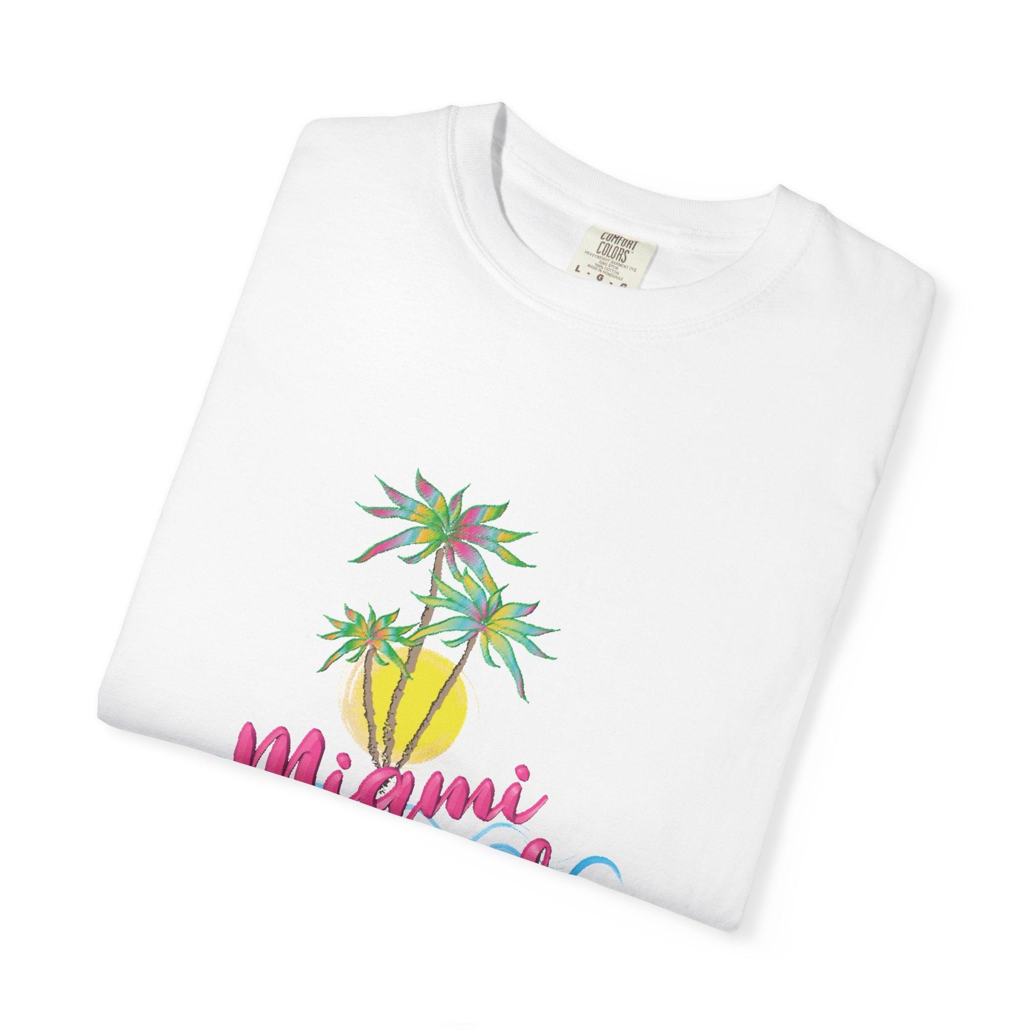 MIAMI BEACH Palm Sunset Graphic Unisex Garment-Dyed T-shirt