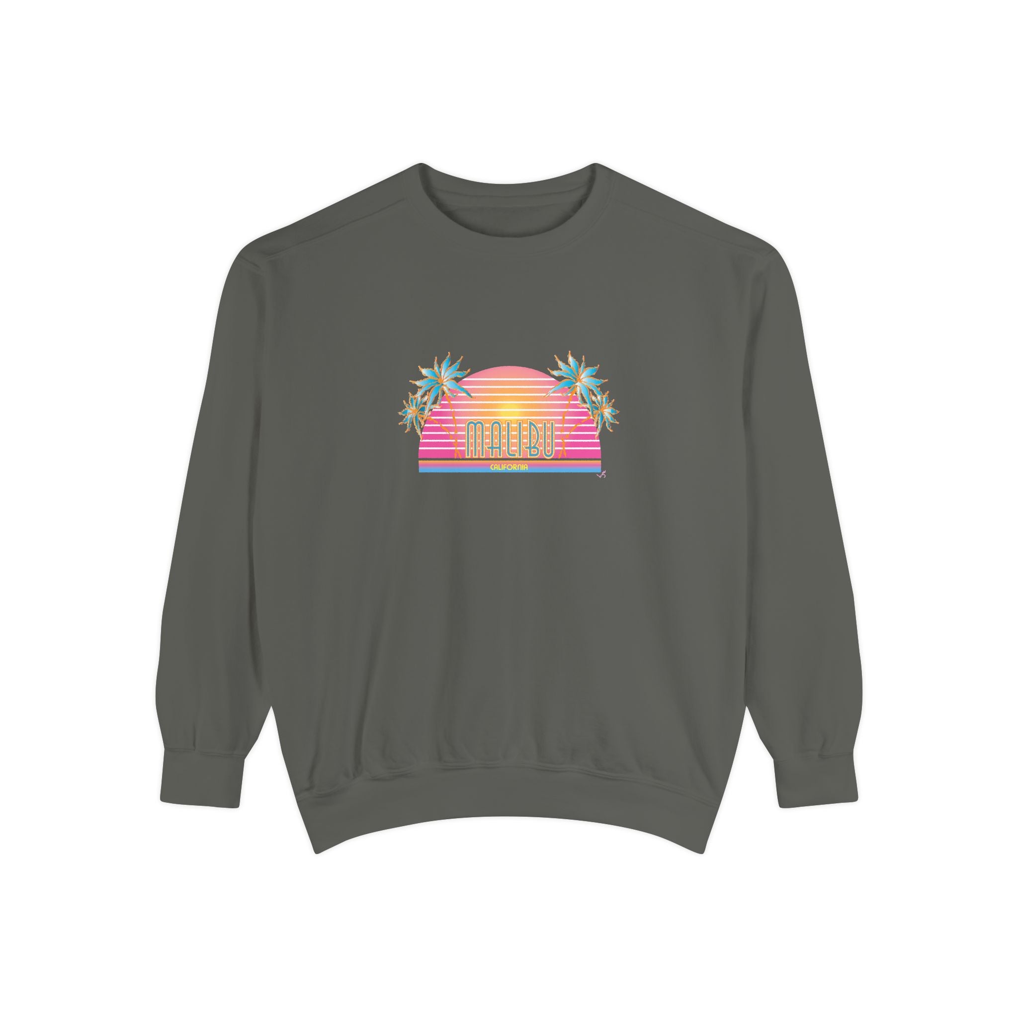 Malibu California Sunset Graphic Unisex Garment-Dyed Sweatshirt
