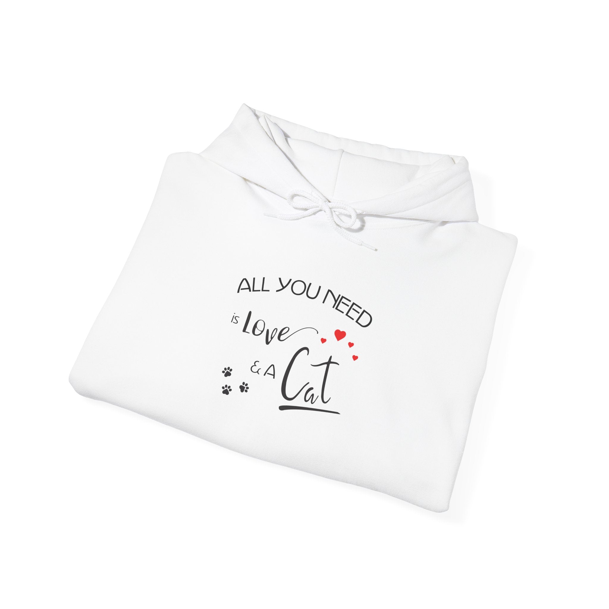 All You Need Is Love and a Cat Graphic Hoodie - Unisex Heavy Blend™ Hooded Sweatshirt