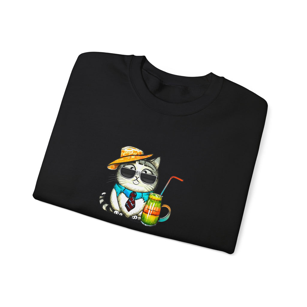 Fun Purr-fectly Chilled Cat Graphic Unisex Heavy Blend™ Crewneck Sweatshirt