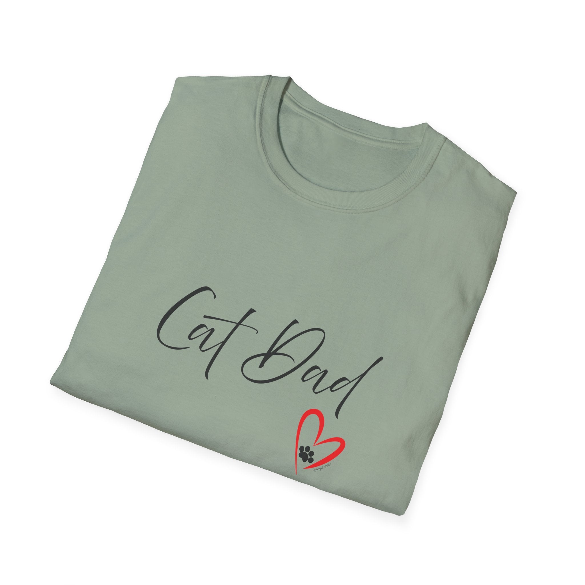Cat Dad Heart Paw Graphic T-Shirt