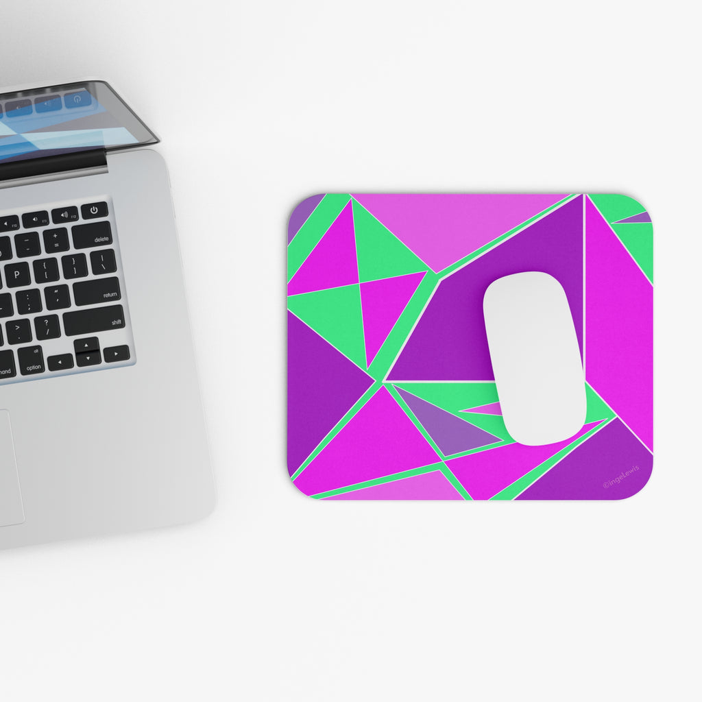 Abstract Purple and Green Shapes Mouse Pad (Rectangle)