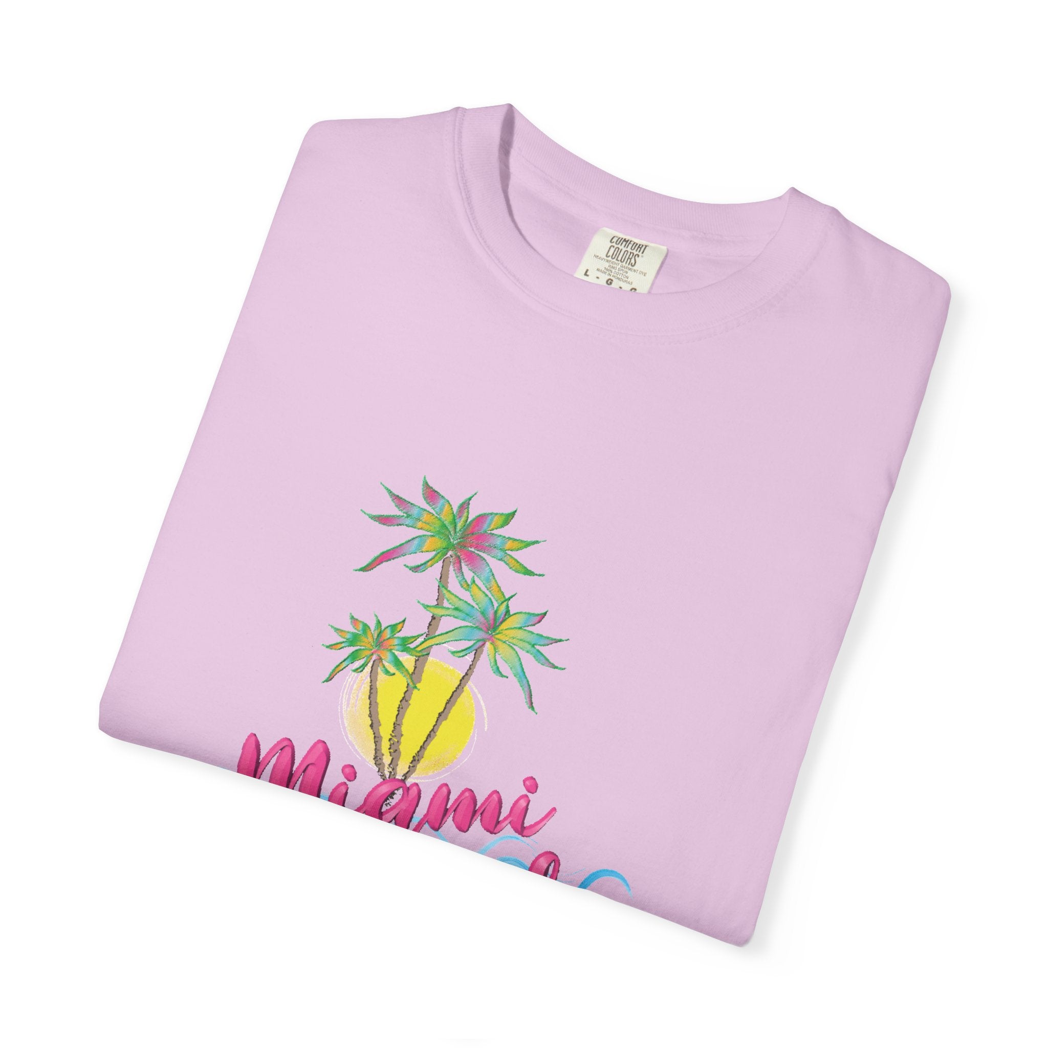 MIAMI BEACH Palm Sunset Graphic Unisex Garment-Dyed T-shirt