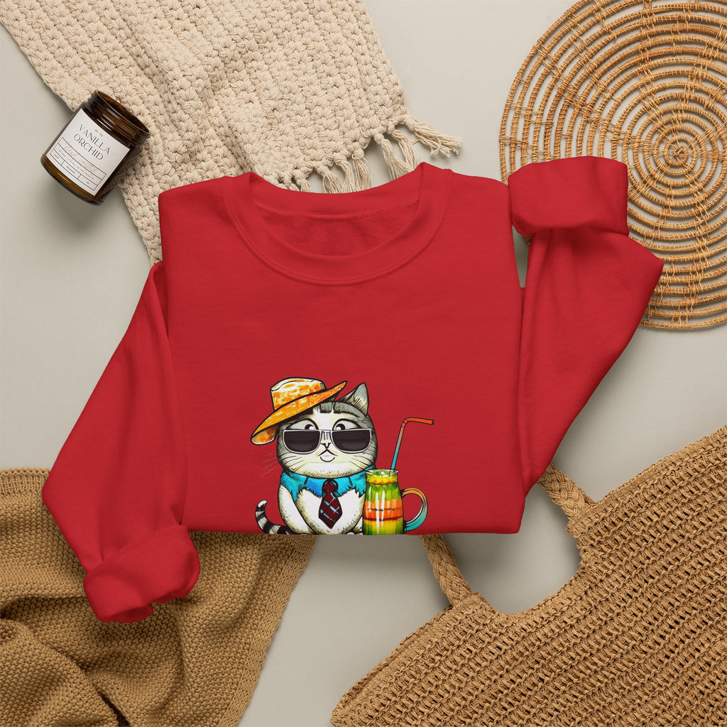Fun Purr-fectly Chilled Cat Graphic Unisex Heavy Blend™ Crewneck Sweatshirt