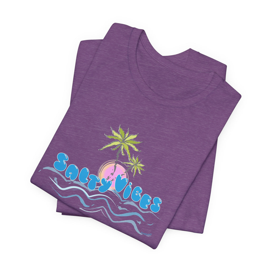 Salty Vibes Palm Trees Beach Graphic Unisex Short Sleeve Tee