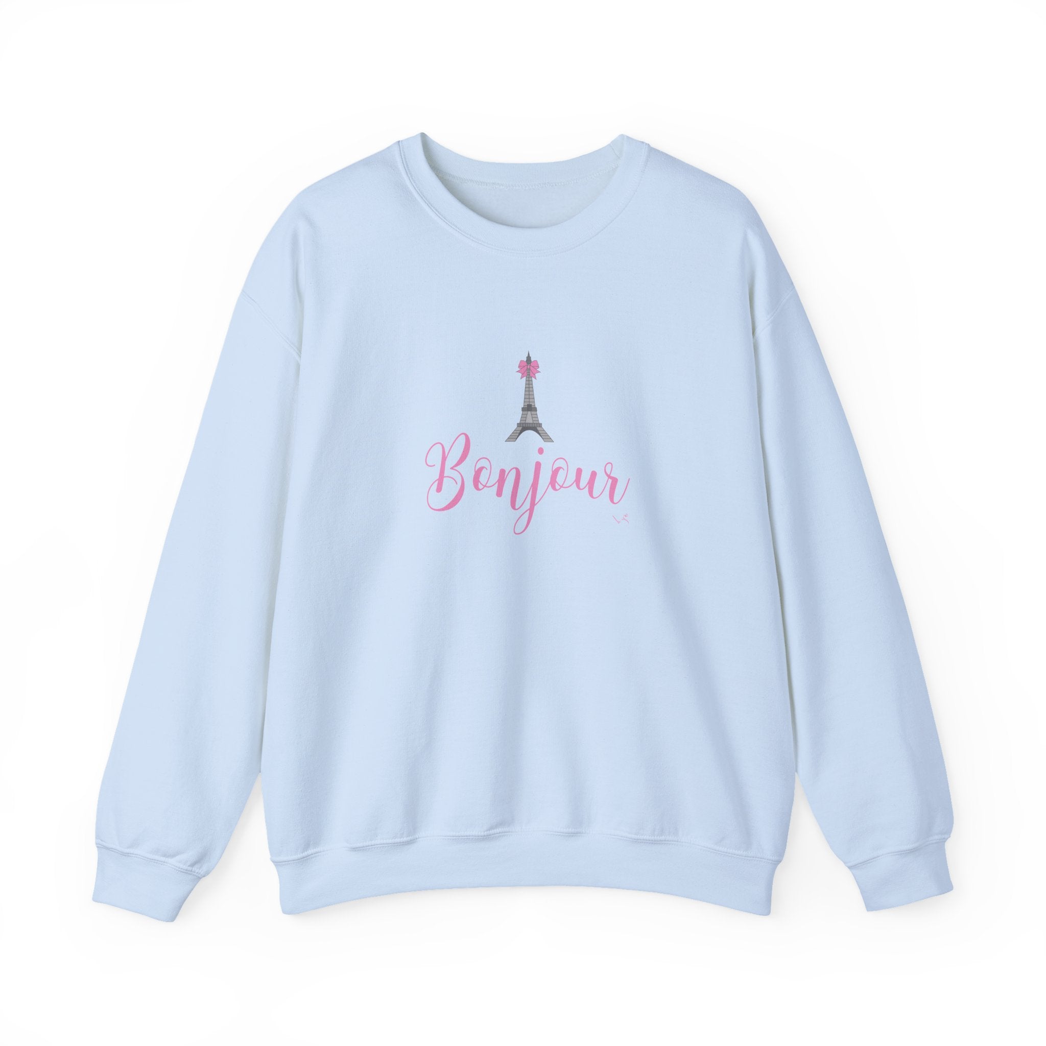 Bonjour Paris Eiffel Tower Graphic Sweatshirt - Unisex Heavy Blend™ Crewneck Sweatshirt