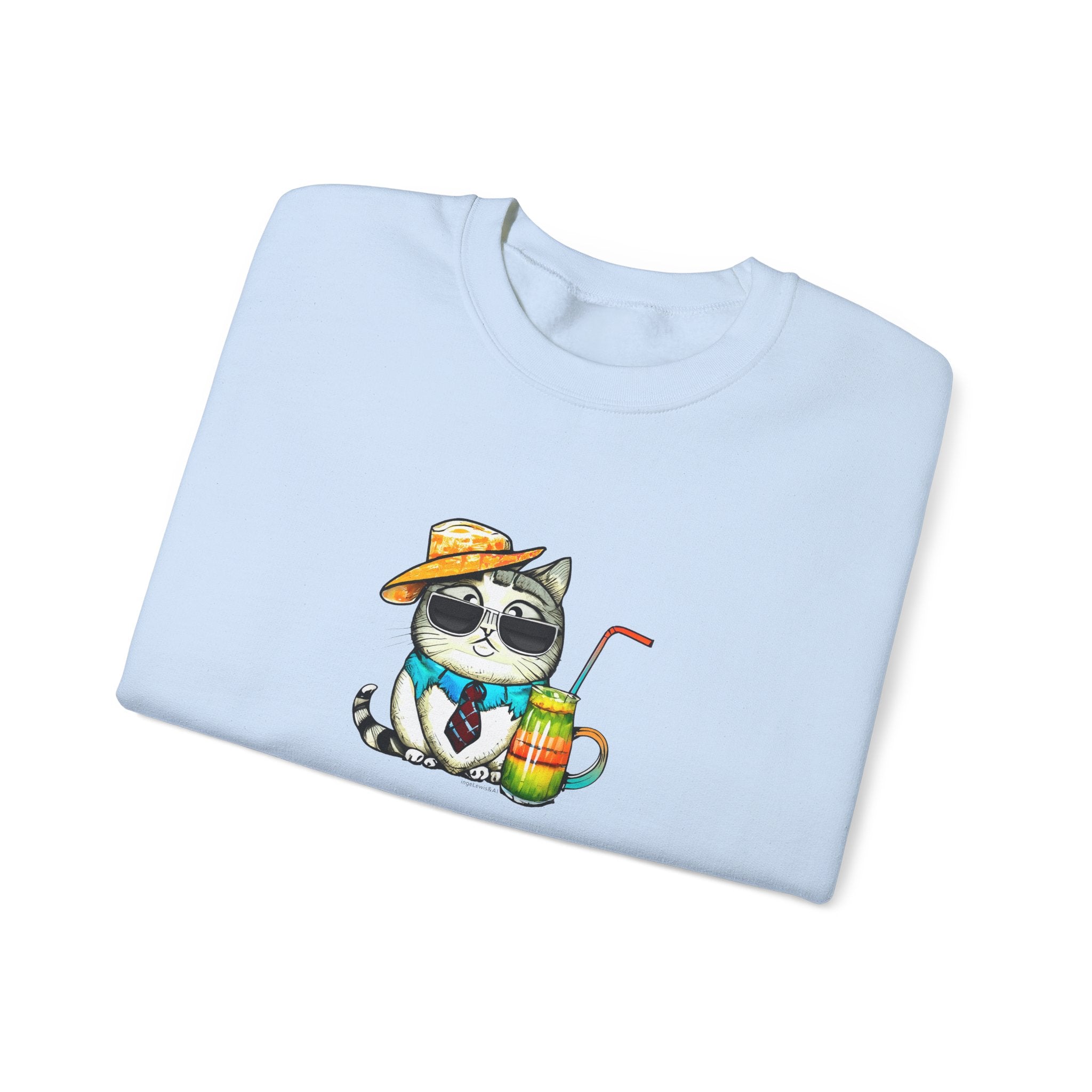 Fun Purr-fectly Chilled Cat Graphic Unisex Heavy Blend™ Crewneck Sweatshirt
