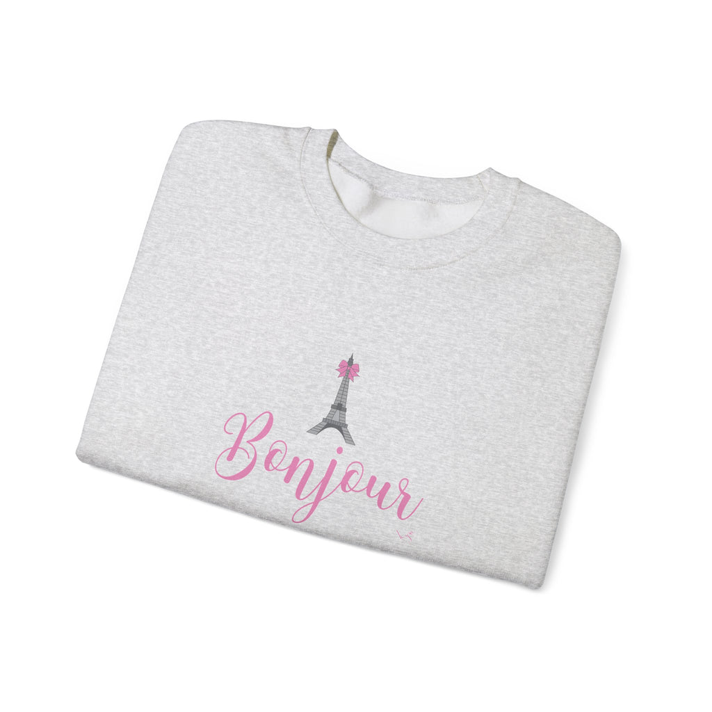 Bonjour Paris Eiffel Tower Graphic Sweatshirt - Unisex Heavy Blend™ Crewneck Sweatshirt