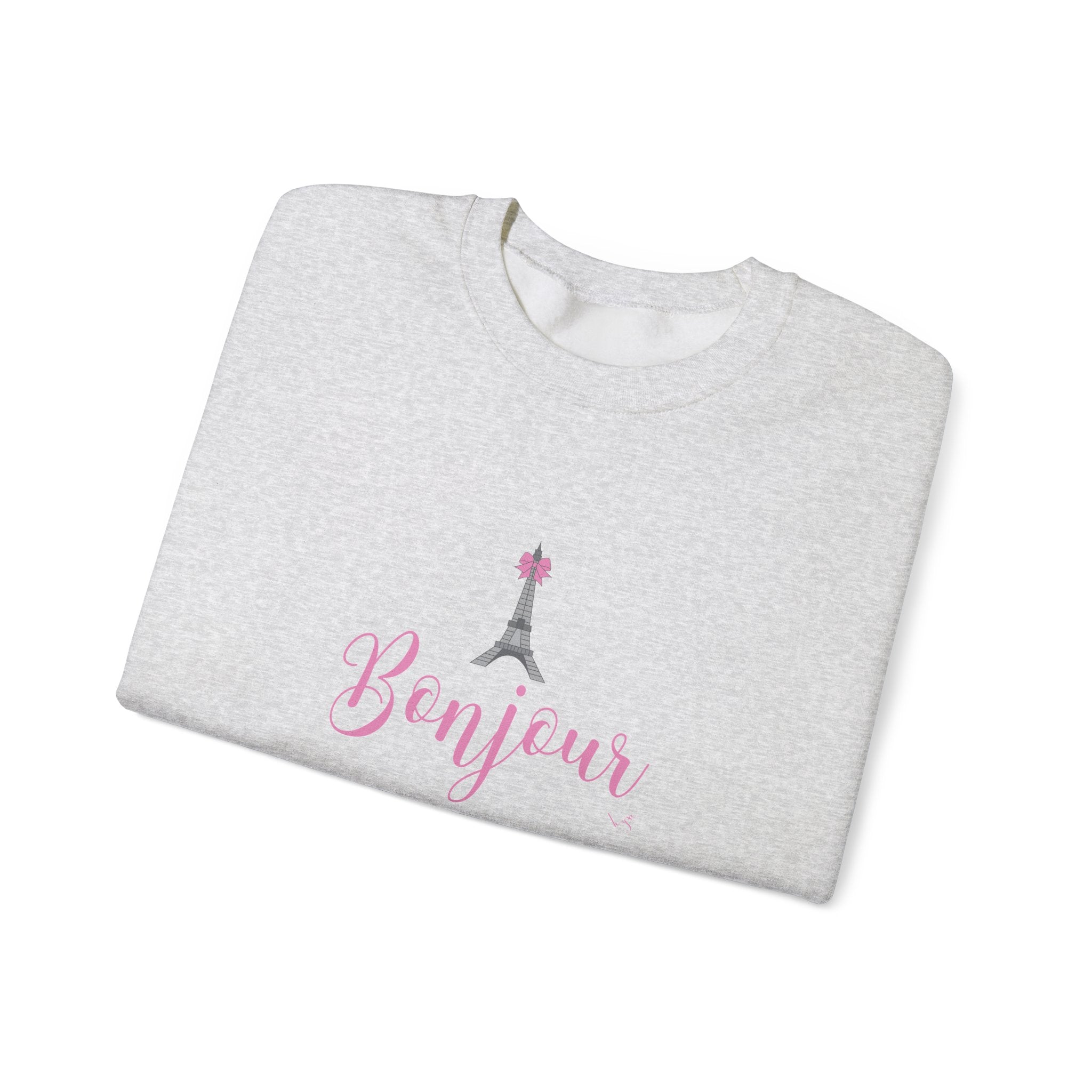 Bonjour Paris Eiffel Tower Graphic Sweatshirt - Unisex Heavy Blend™ Crewneck Sweatshirt