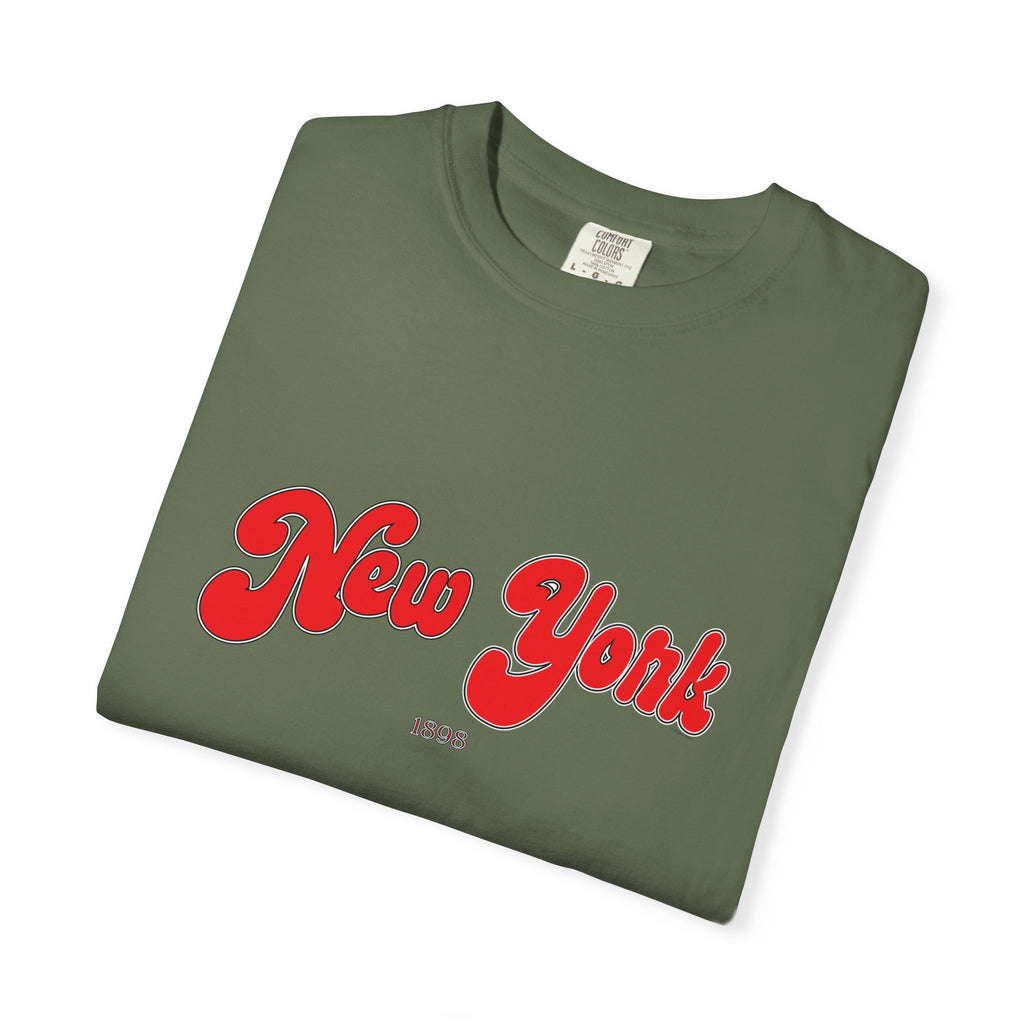 New York 1898 Black Red Lettering Graphic Tee