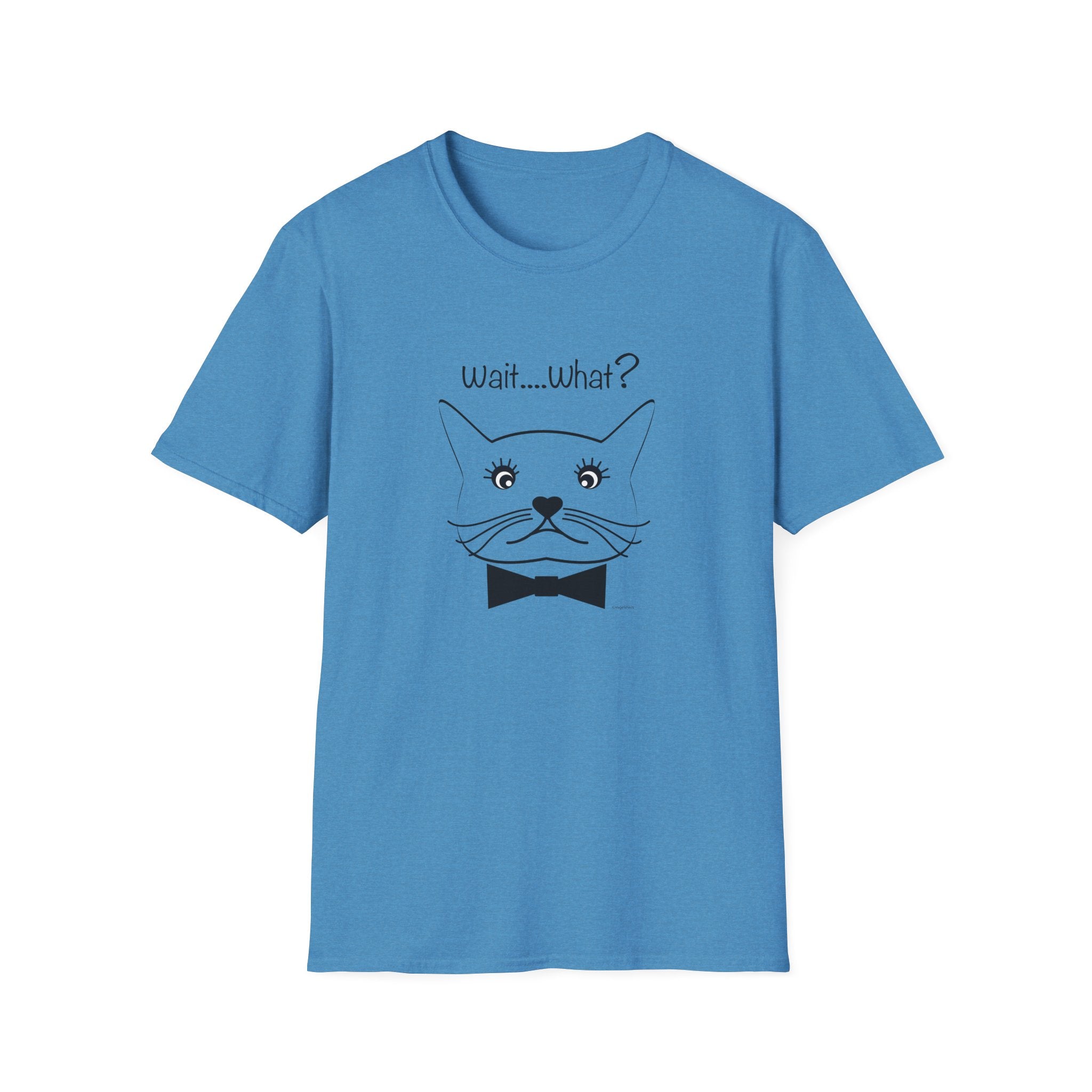 Wait, What? Funny Cat Graphic T-Shirt with Bow Tie
