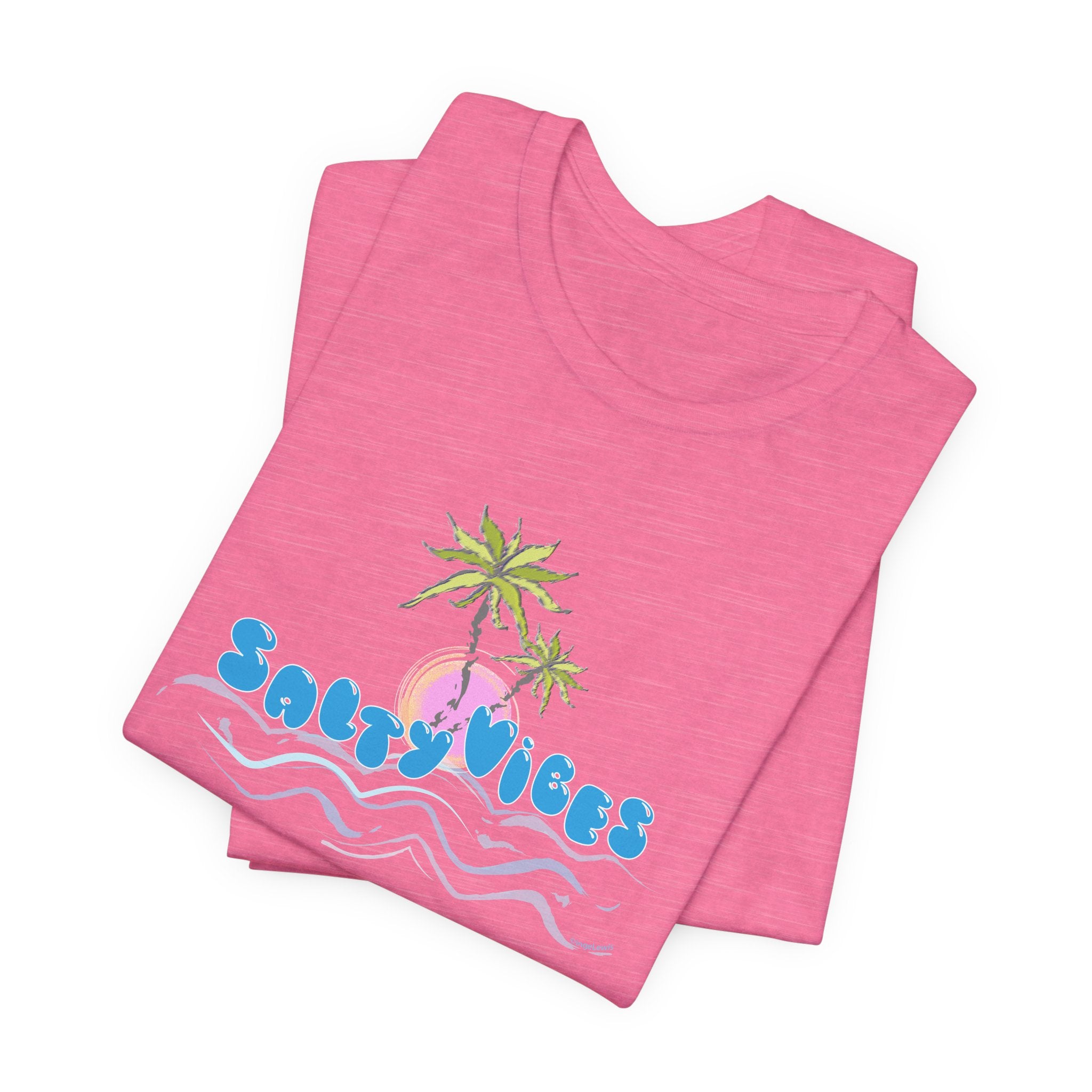 Salty Vibes Palm Trees Beach Graphic Unisex Short Sleeve Tee