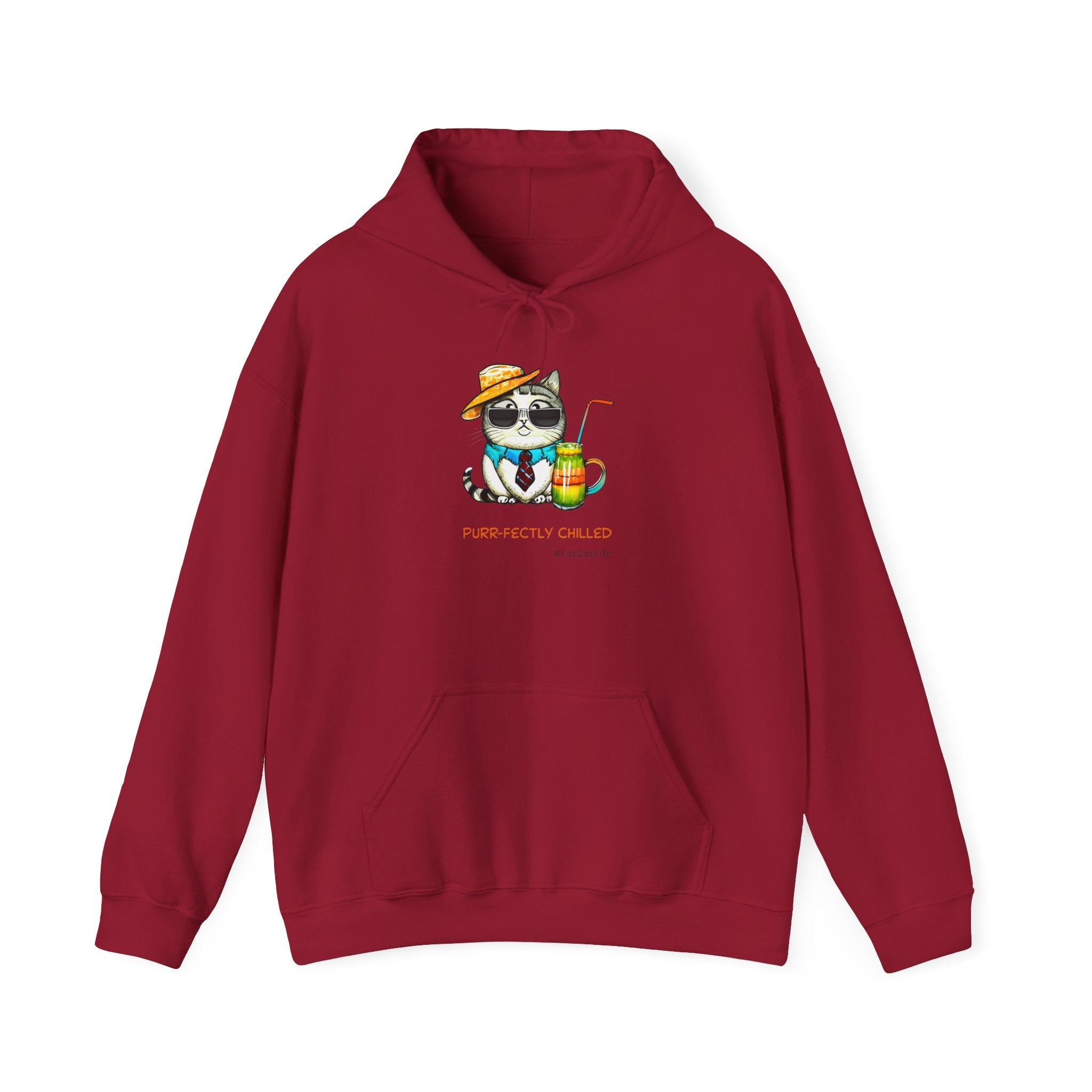 Purr-fectly Chilled Cat Graphic Hoodie Unisex Heavy Blend™ Hooded Sweatshirt