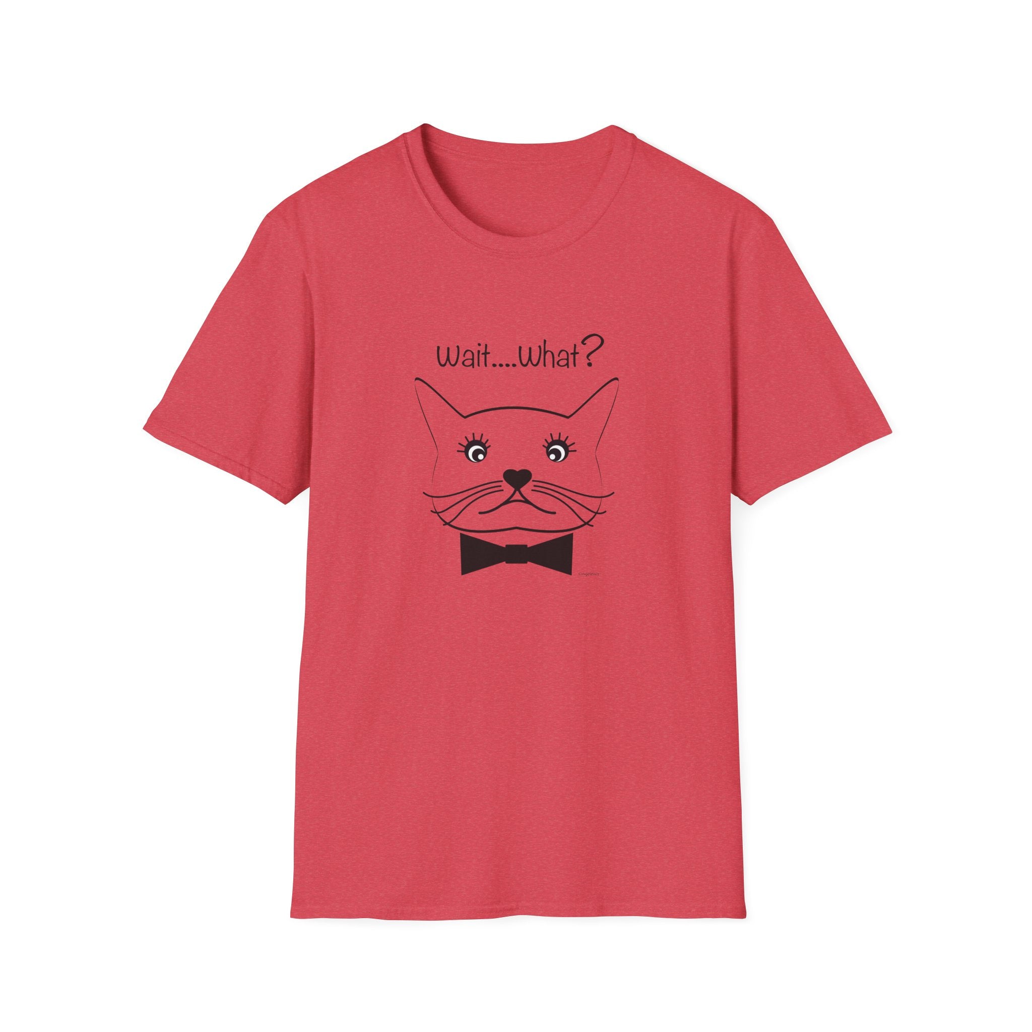 Wait, What? Funny Cat Graphic T-Shirt with Bow Tie