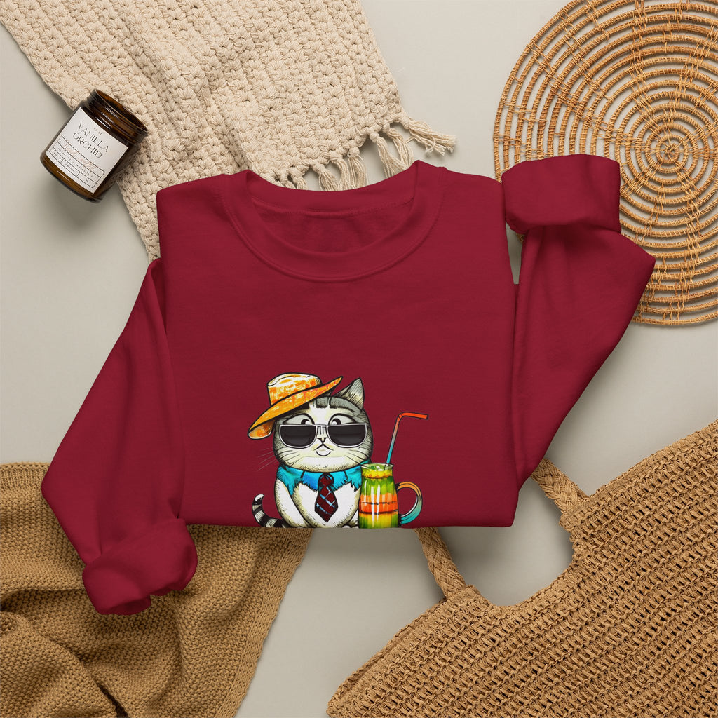 Fun Purr-fectly Chilled Cat Graphic Unisex Heavy Blend™ Crewneck Sweatshirt