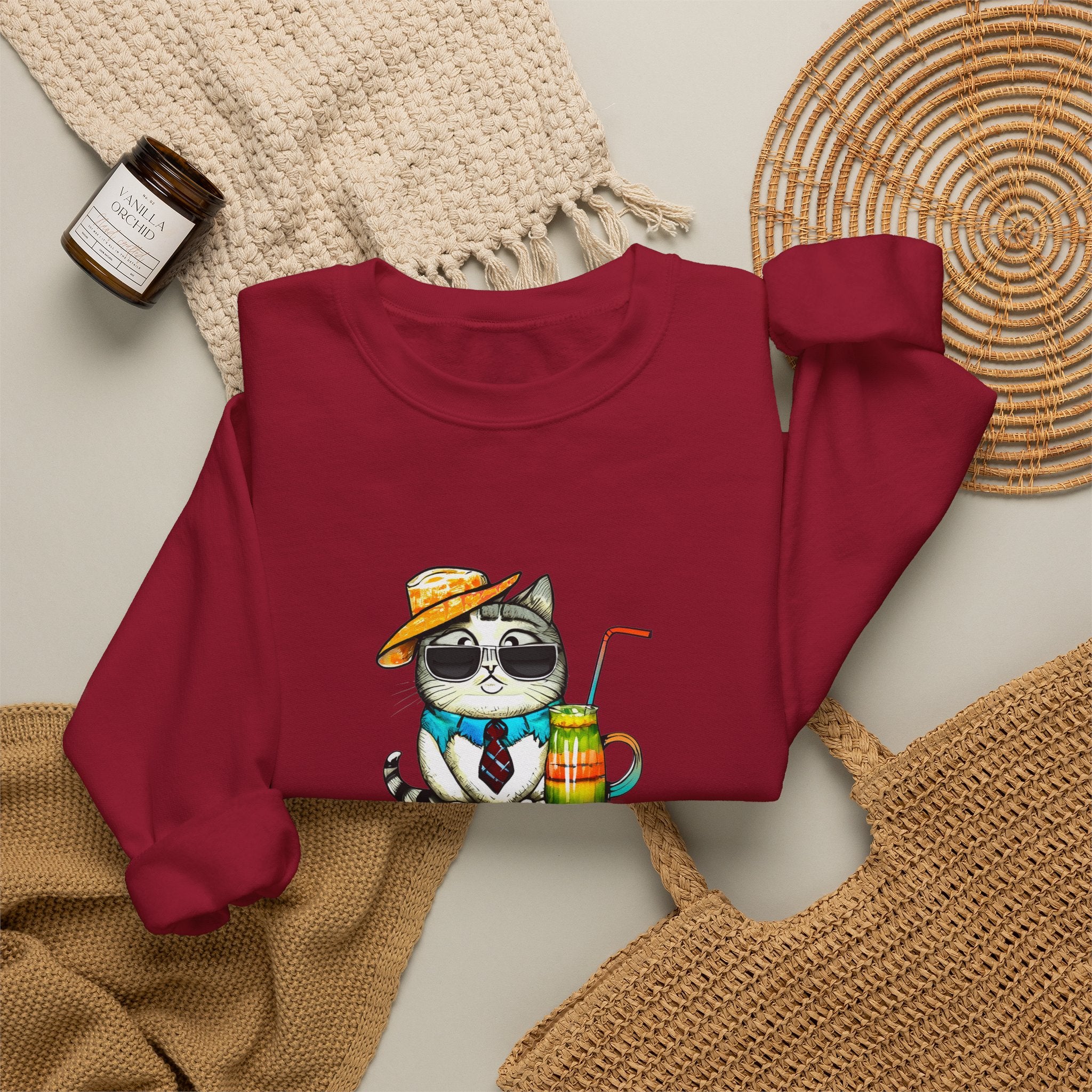 Fun Purr-fectly Chilled Cat Graphic Unisex Heavy Blend™ Crewneck Sweatshirt